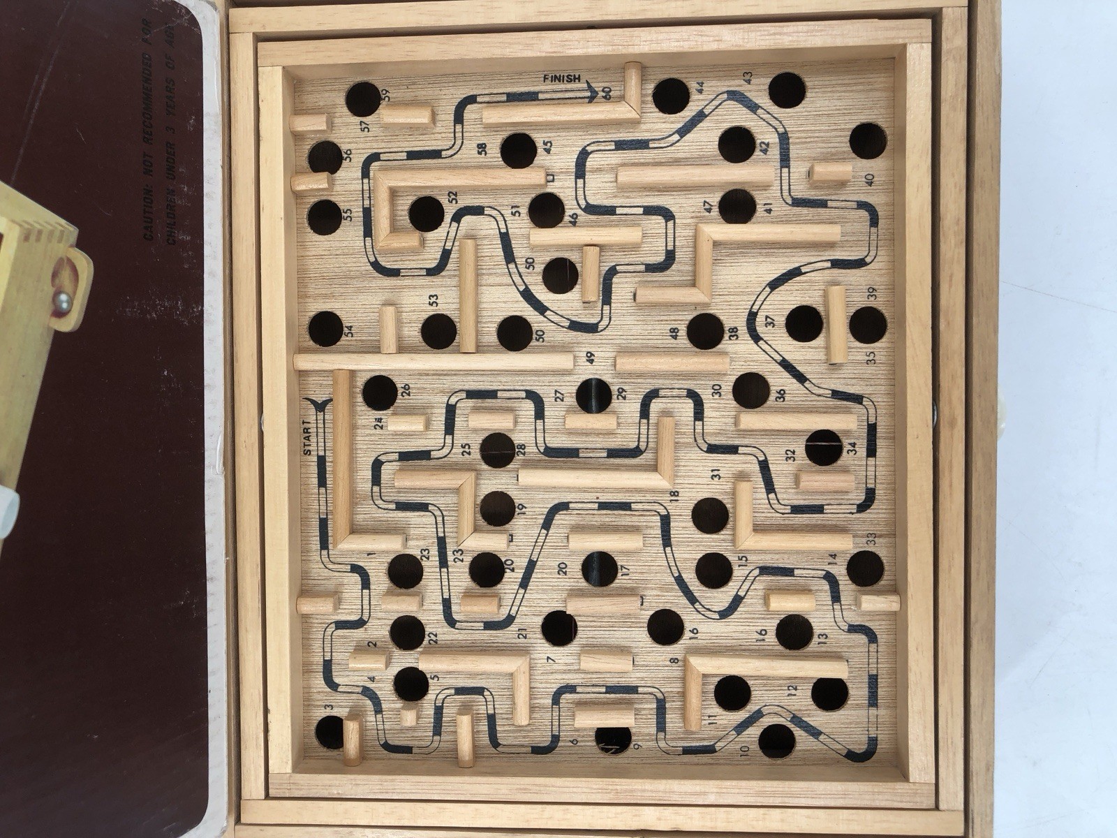 Vtg 80s Labyrinth Wooden Steel Ball Marble Tilting Maze Puzzle Game Roll-A-Maze