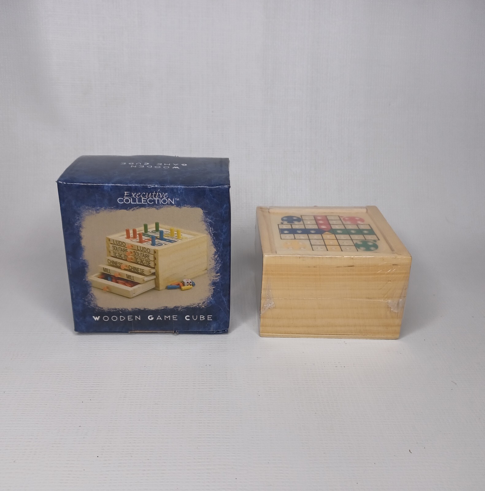 Wooden Game Cube 5 Games Chinese Checkers Solitaire Ludo Mill Tic Tac Toe