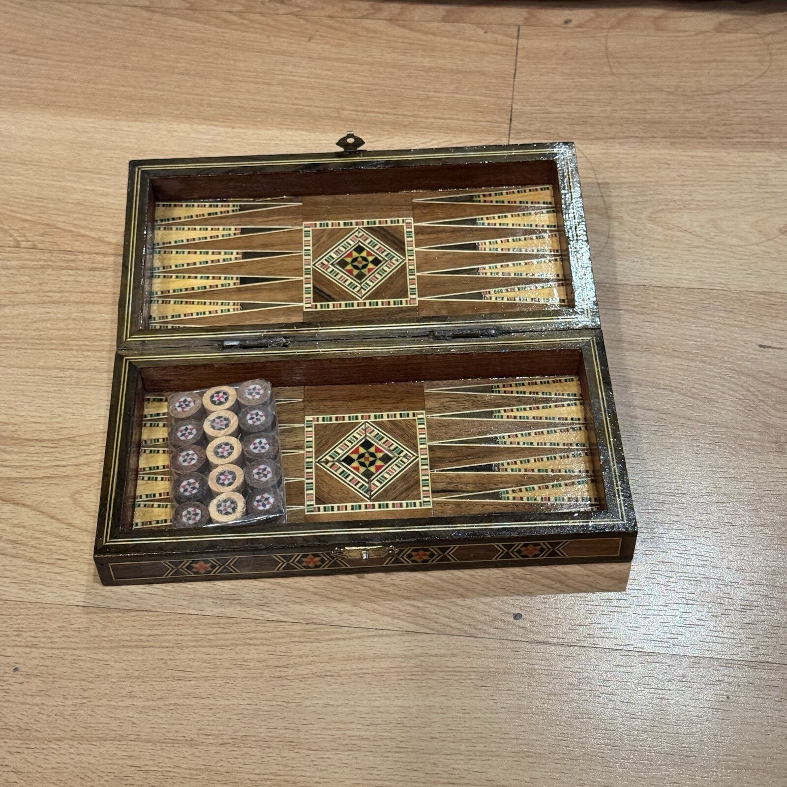 2 in 1 Wood Backgammon + Chess Set Moroccan handmade Wooden Backgammon Board 8”