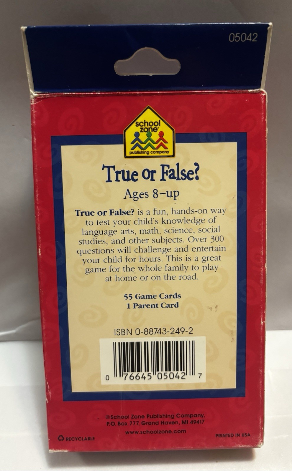 Vintage School Zone True or False Game 55 Game Cards 1 Parent Card EUC Rare HTF
