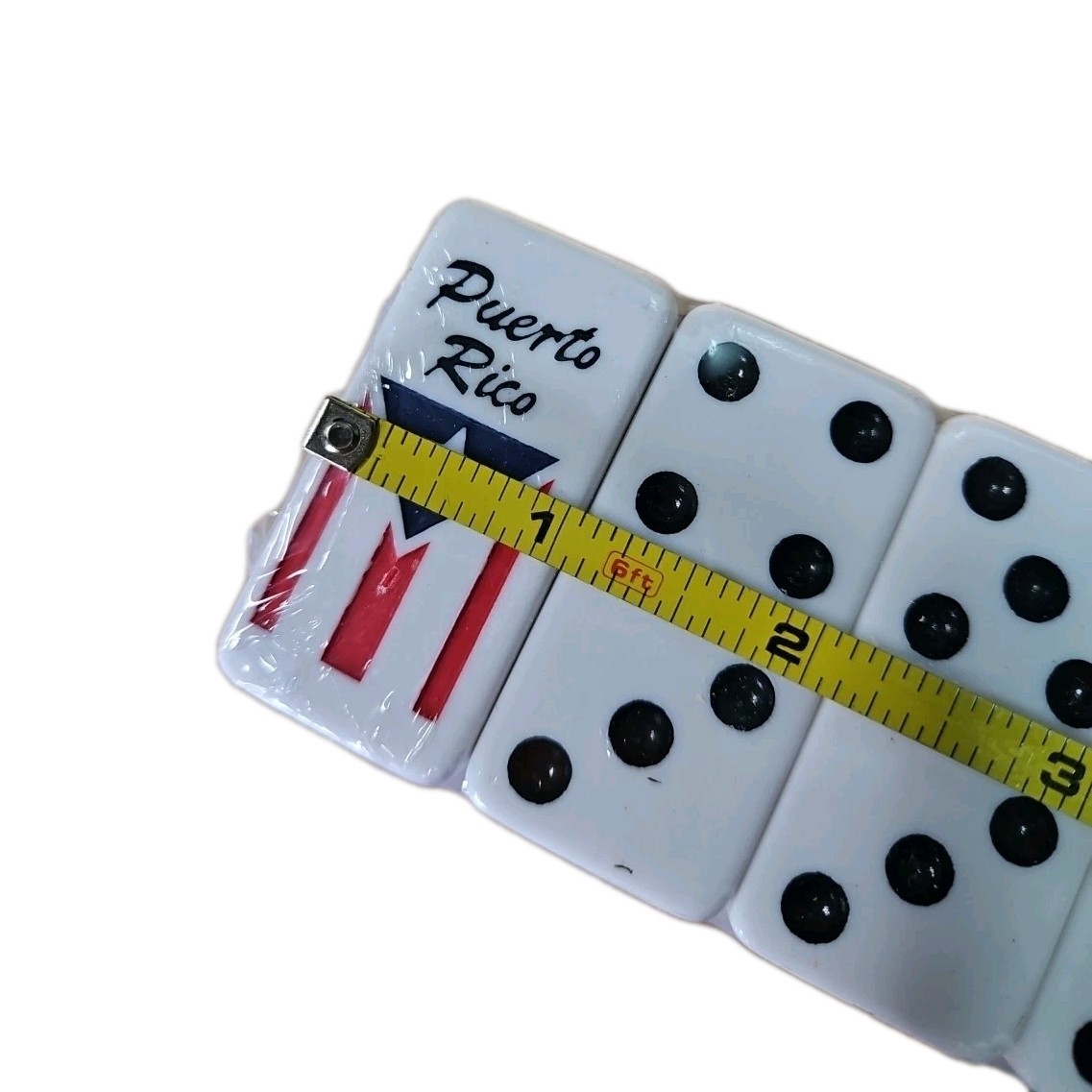 DOUBLE SIX BIG DOMINOES PUERTO RICO FLAG WITH WOODEN CASE DOBLE 6