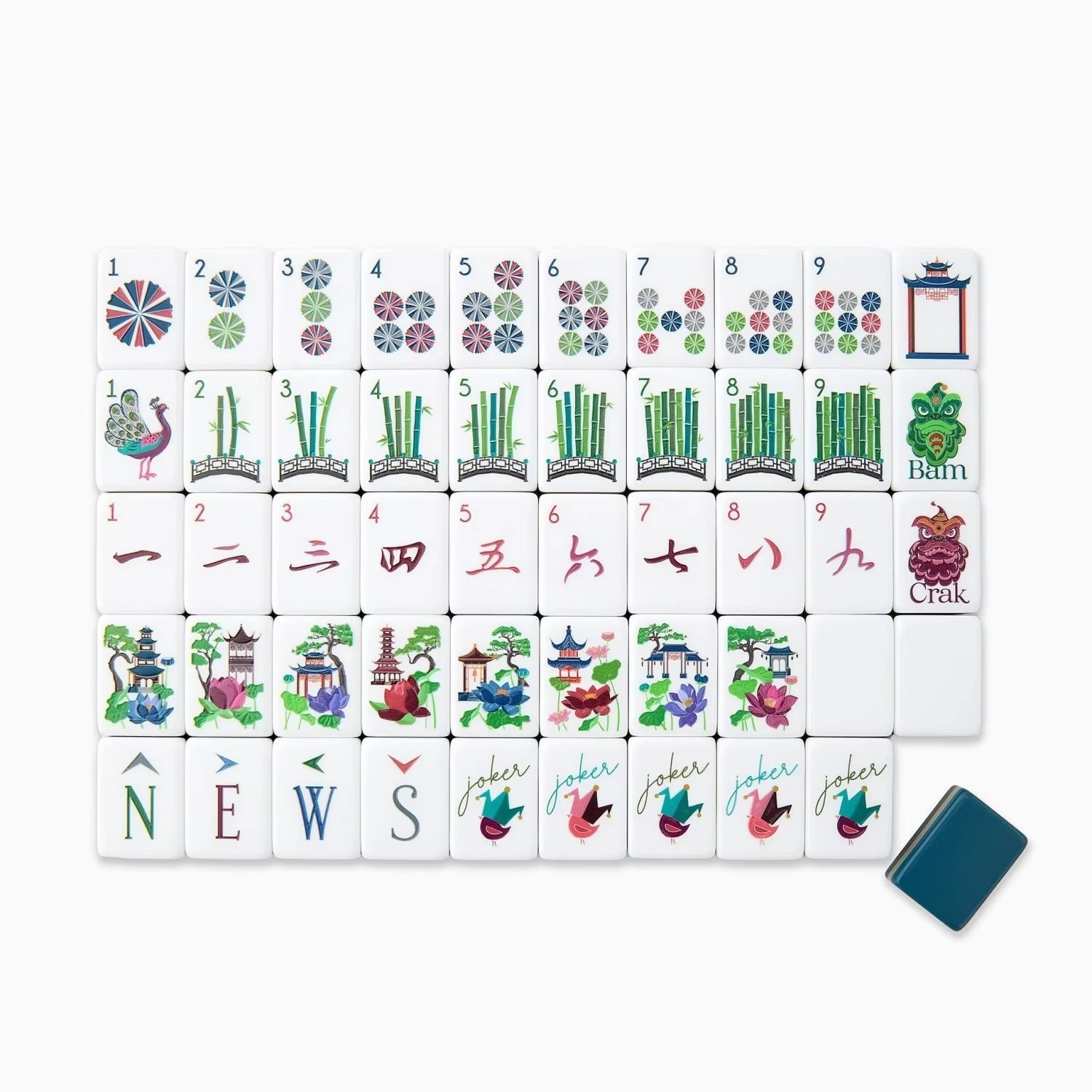 160Pcs 4-Layer Acrylic Dark Blue Carved American Mahjong Set