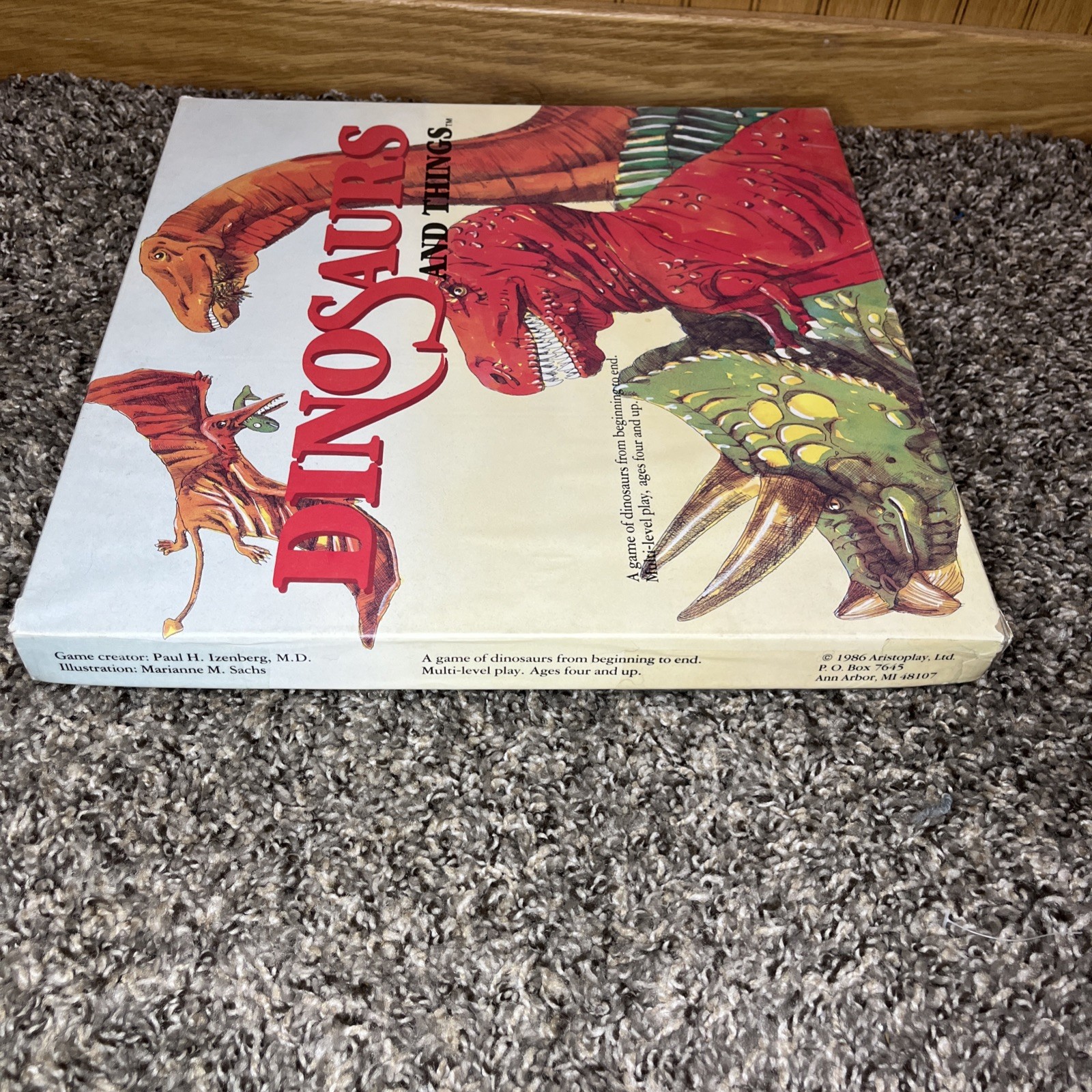 Vintage Aristoplay Dinosaurs And Things Board Game 100% Complete in Box 1987