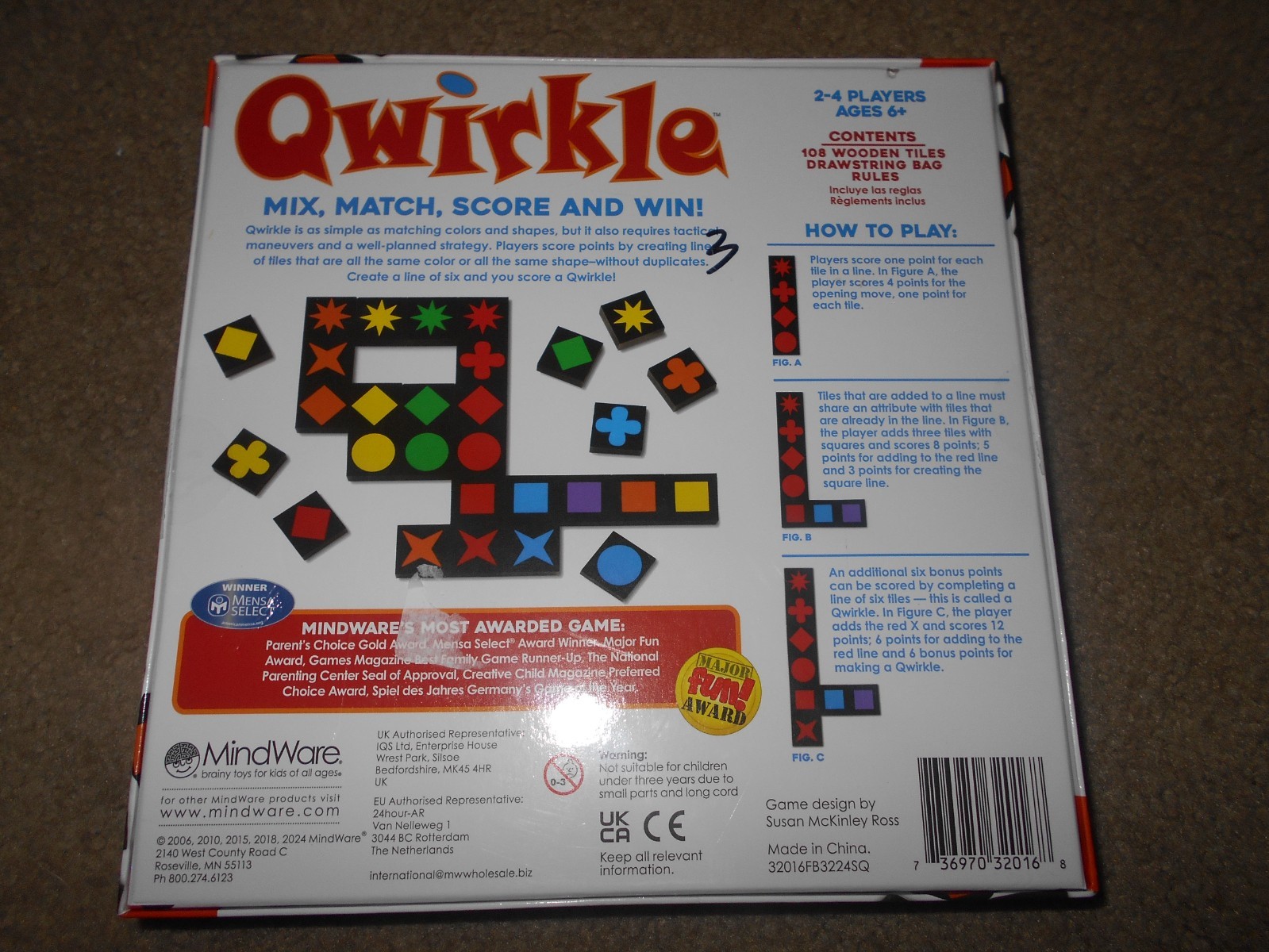 Qwirkle MindWare Strategy Game Mix & Match Tiles Wooden Tiles NEW SEALED 20124