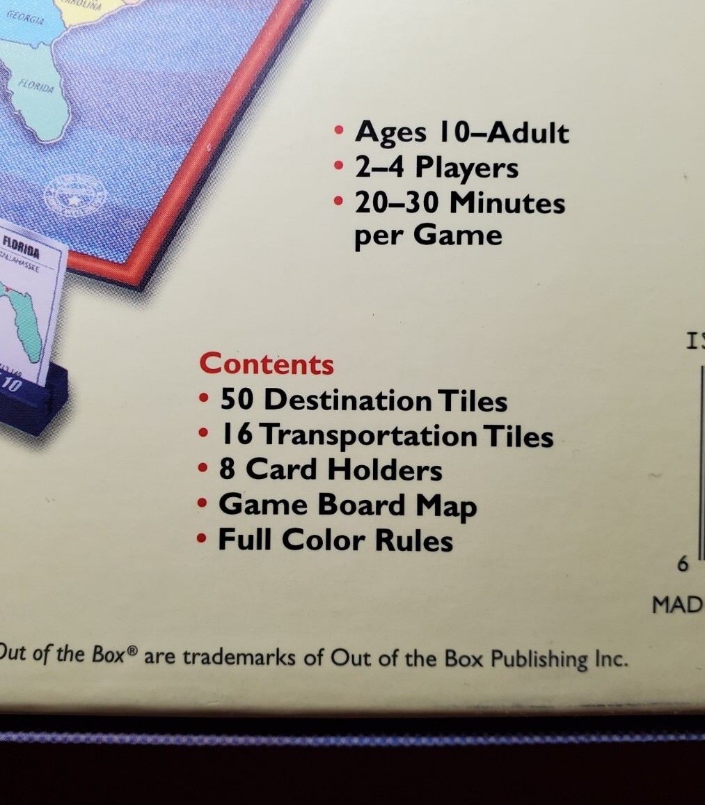 10 Ten Days in the USA Board Game 2004 By Out of The Box Games – 100% COMPLETE!
