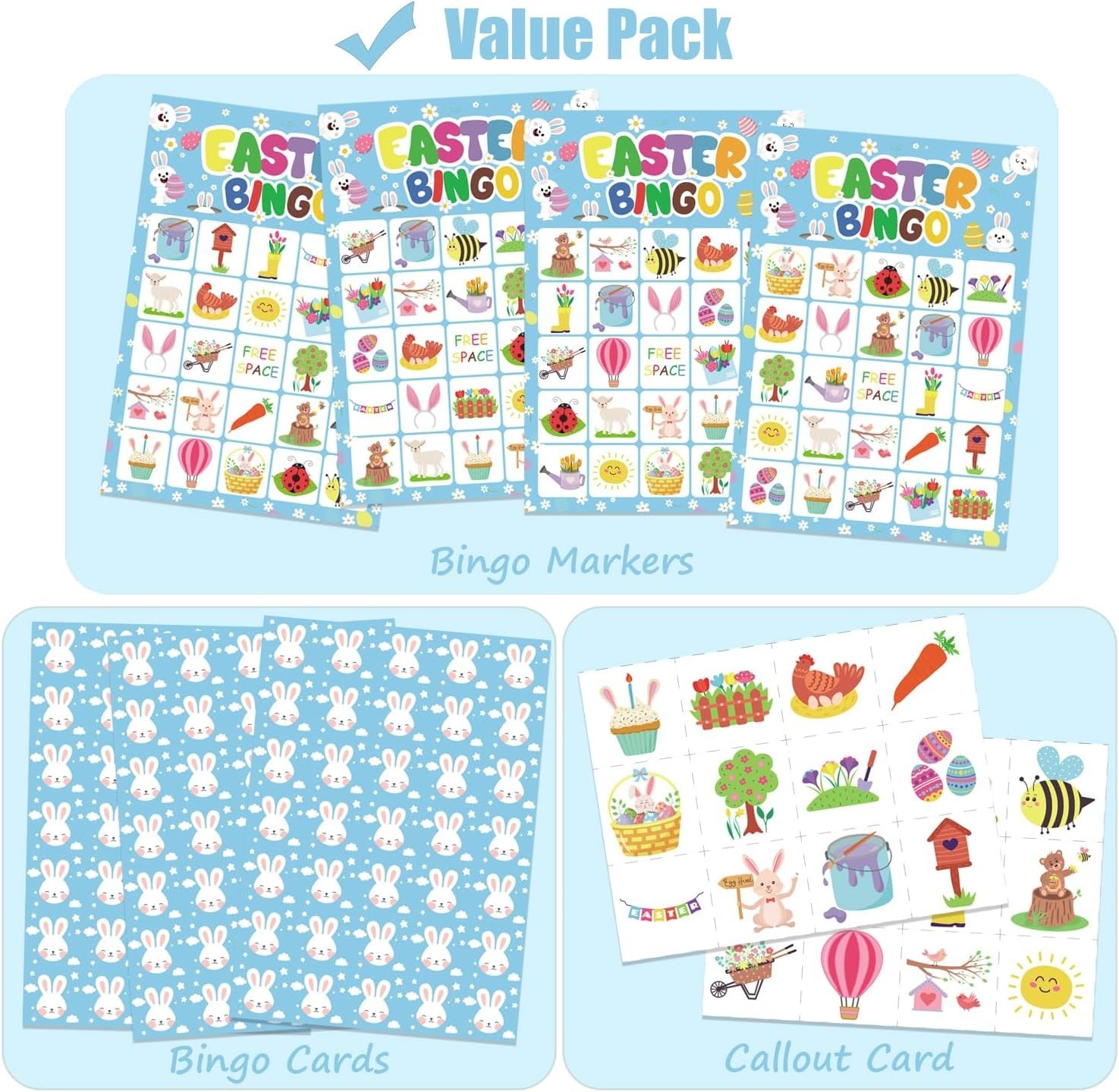 Easter Bingo Game Cards for Kids 24 Players Easter Party Game for School Clas…