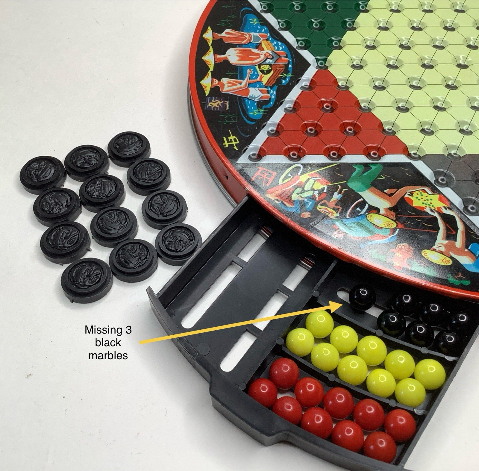 Vintage 1977 Chinese Checkers & Regular Checkers Deluxe Tin Board Game by Steven