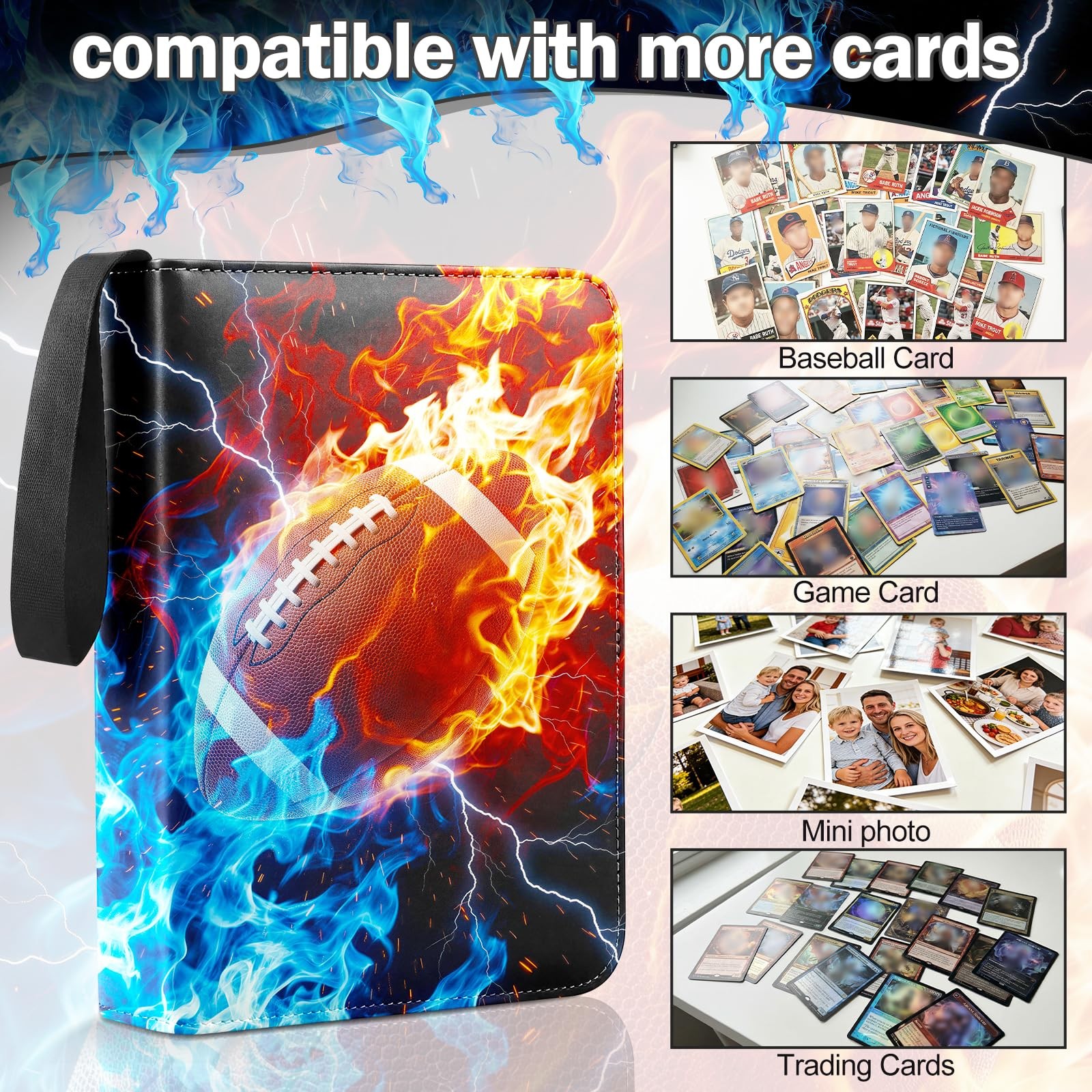 Football Card Binder 4 Pockets Sports Holds 400 400,