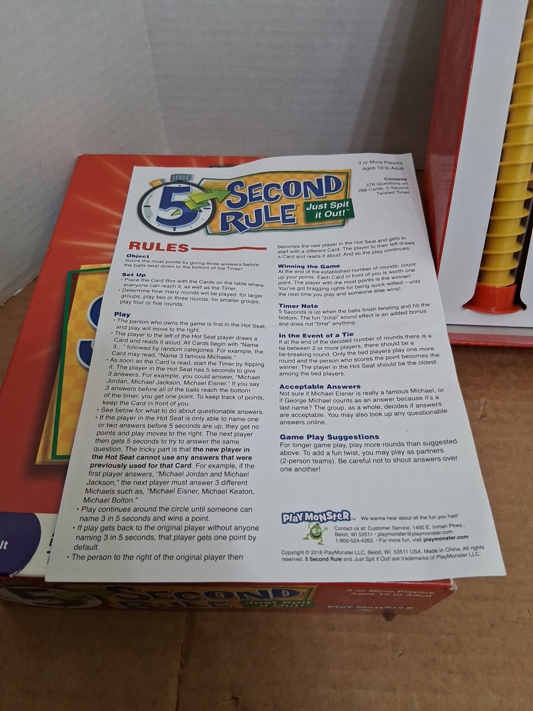 5 Second Rule Game, Just Spit it Out age 10+ Family Game Complete