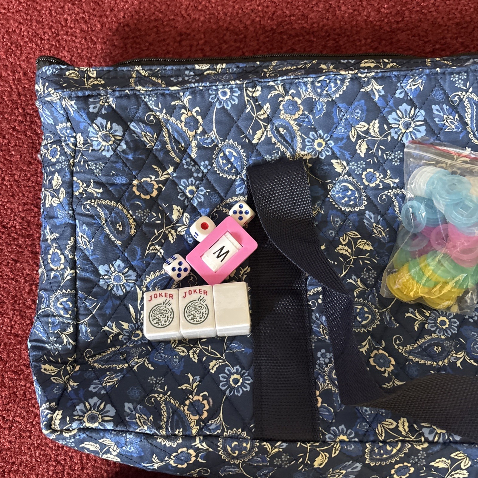 American Mahjong Set with Blue Carrying Bag, 166 White Tiles, 4 All-in-One Ra…
