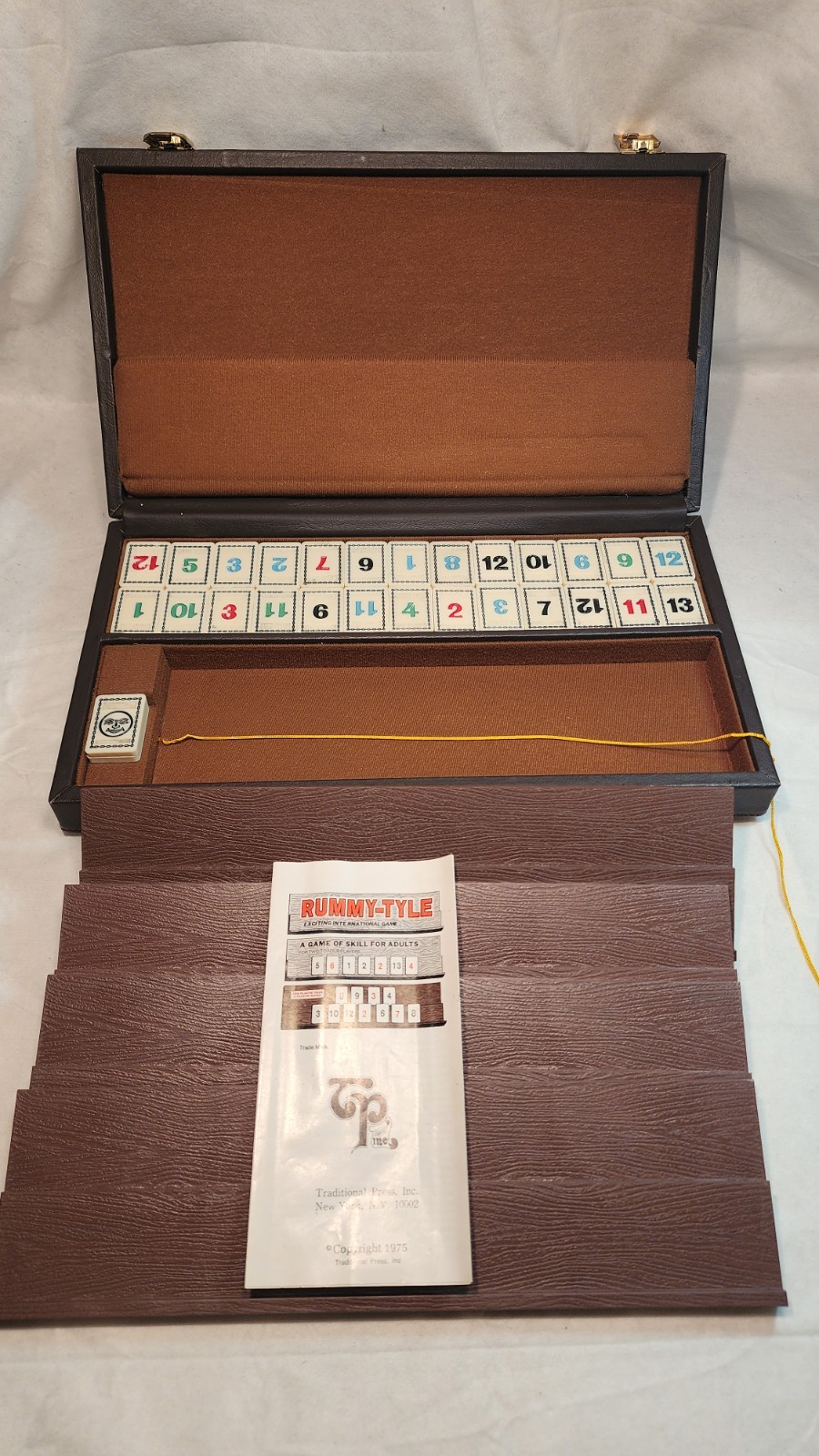 Vintage 1975 Rummy-Tyle tile game, Traditional Press, Hard case with handle