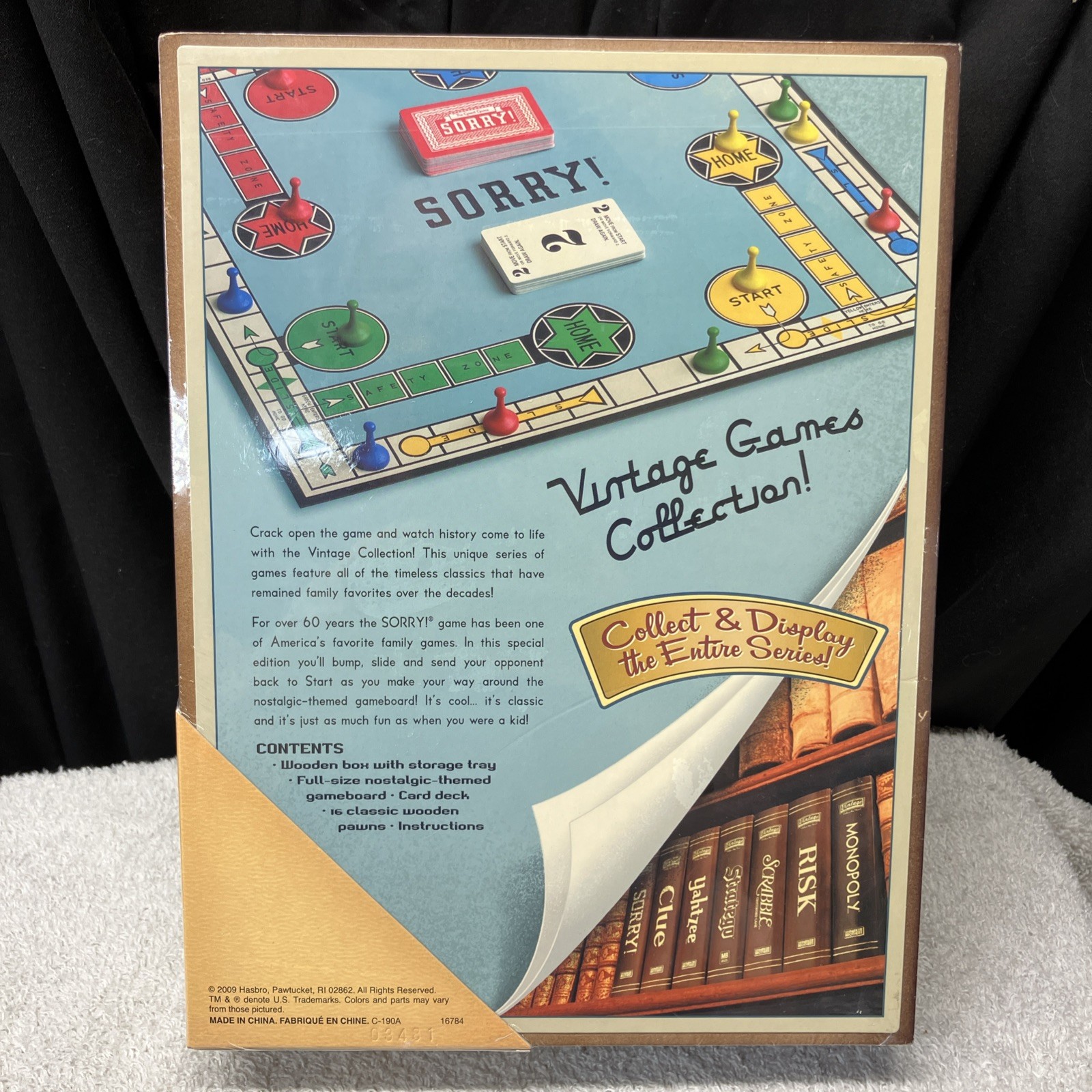 SORRY! Vintage Game Collection Wooden Wood Box Case Bookshelf Edition SEALED NEW