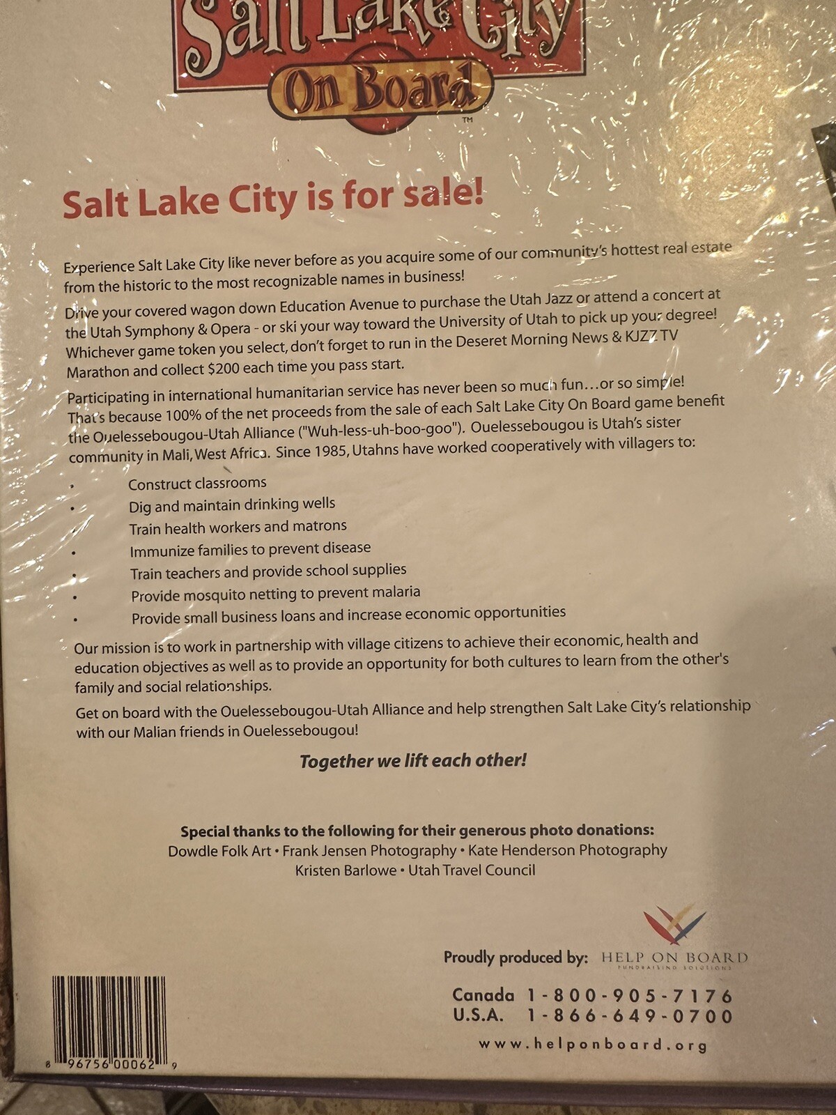 NEW Salt Lake City Help On Board Game Real Estate Trading Africa Fundraiser 2017