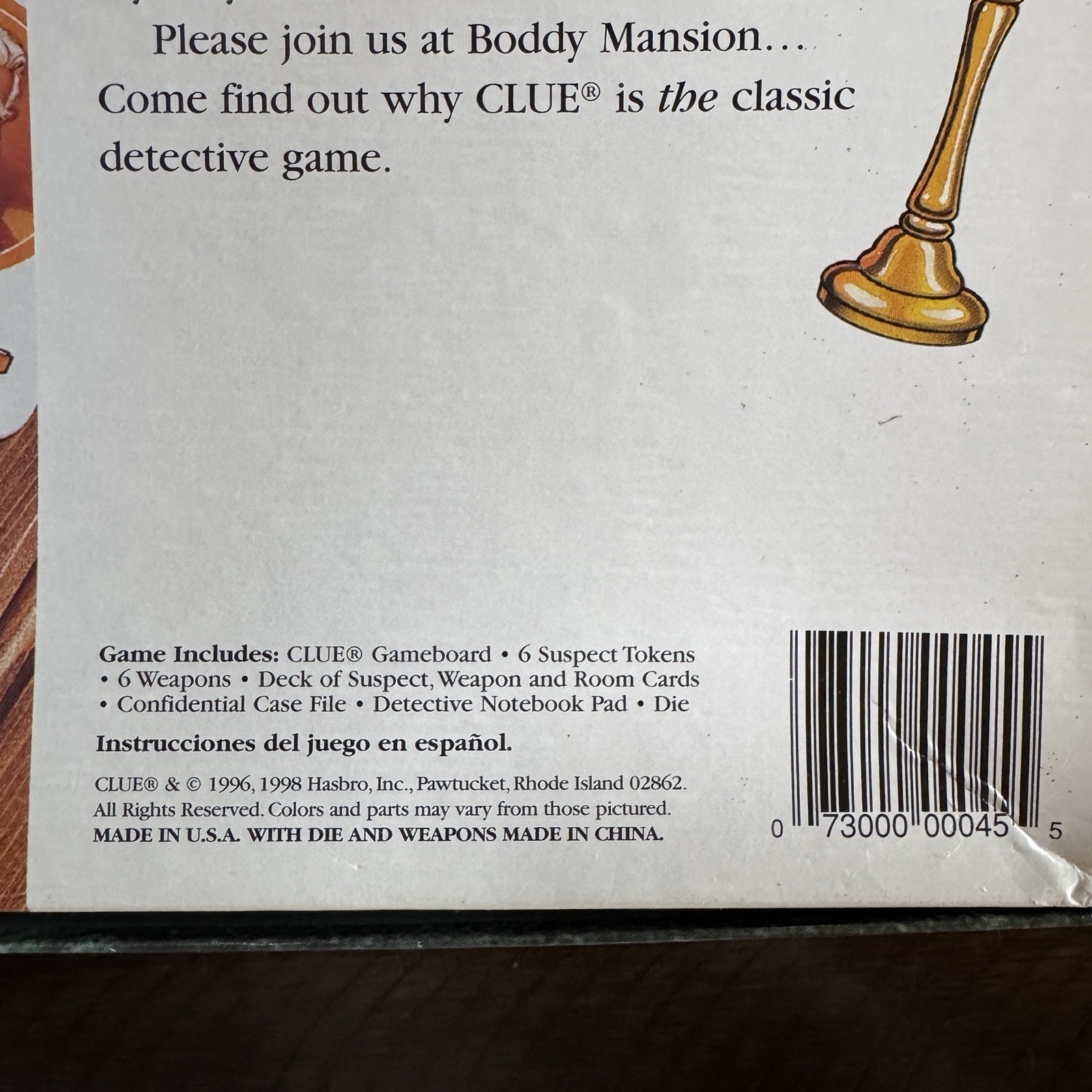 Clue COMPLETE Parker Brothers 1996 Classic Mystery Detective Board Game- VG!!