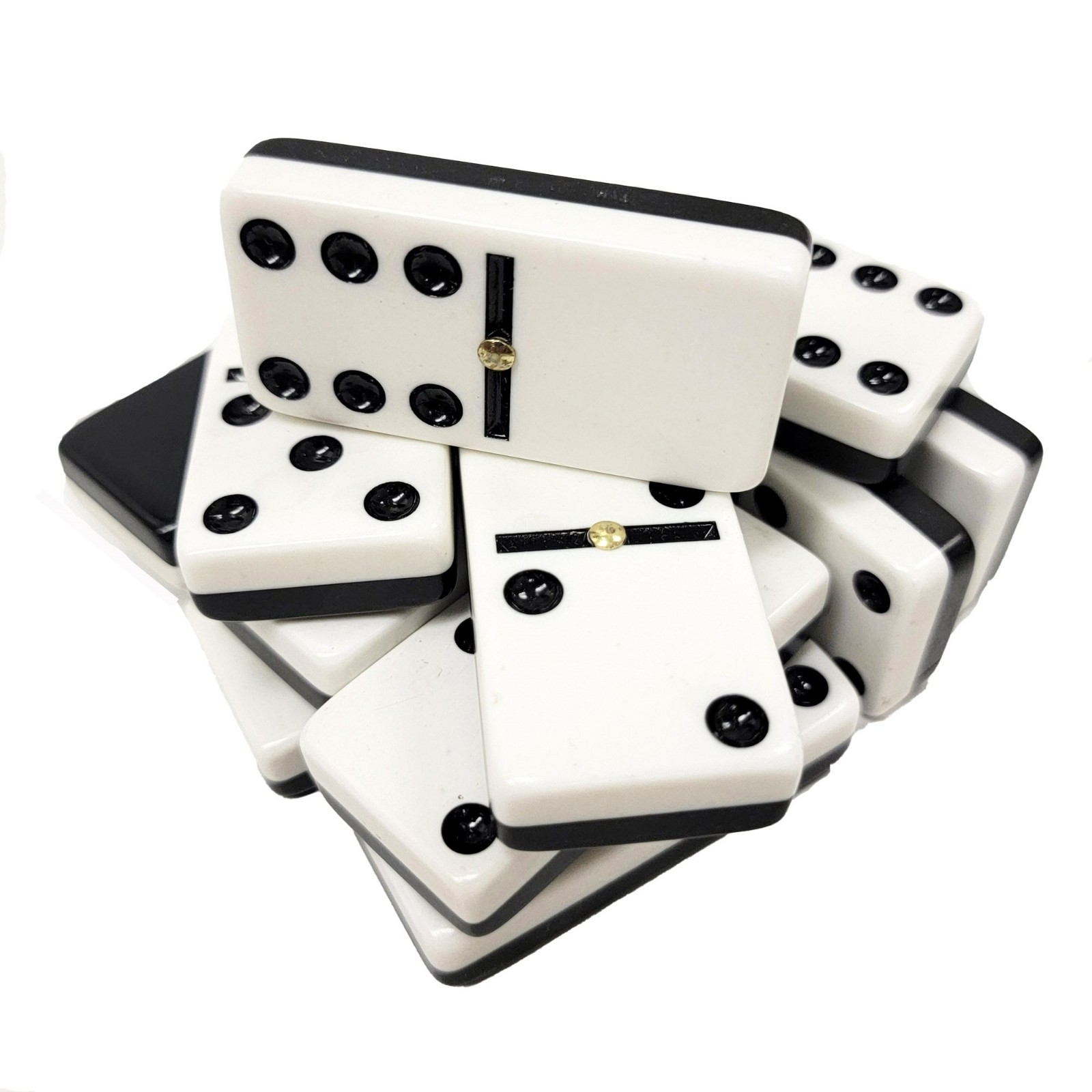 Domino Double Six 6 Black-White Two Tone Jumbo Pro Size Spinners – Wood Box