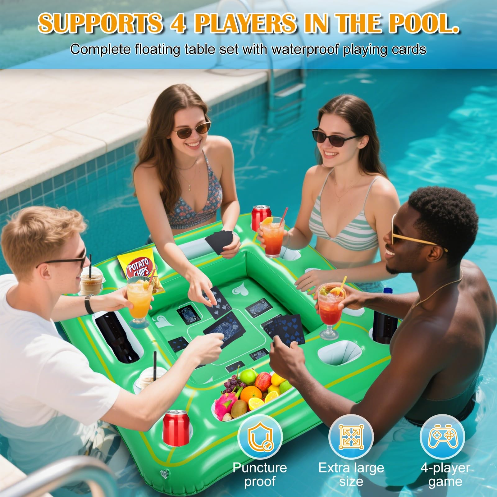 Floating Game Table for Pool – Inflatable Floating Table with Waterproof Play…