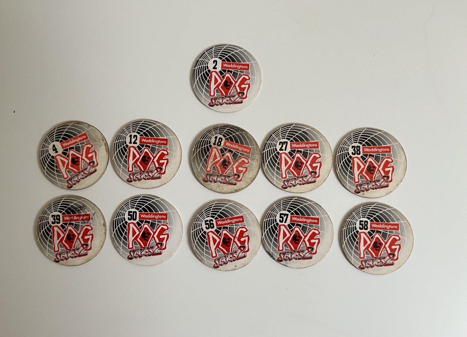 Lot of 40 Pogs, 2 Slammers, Tube, Authentic World Pog Federation all different