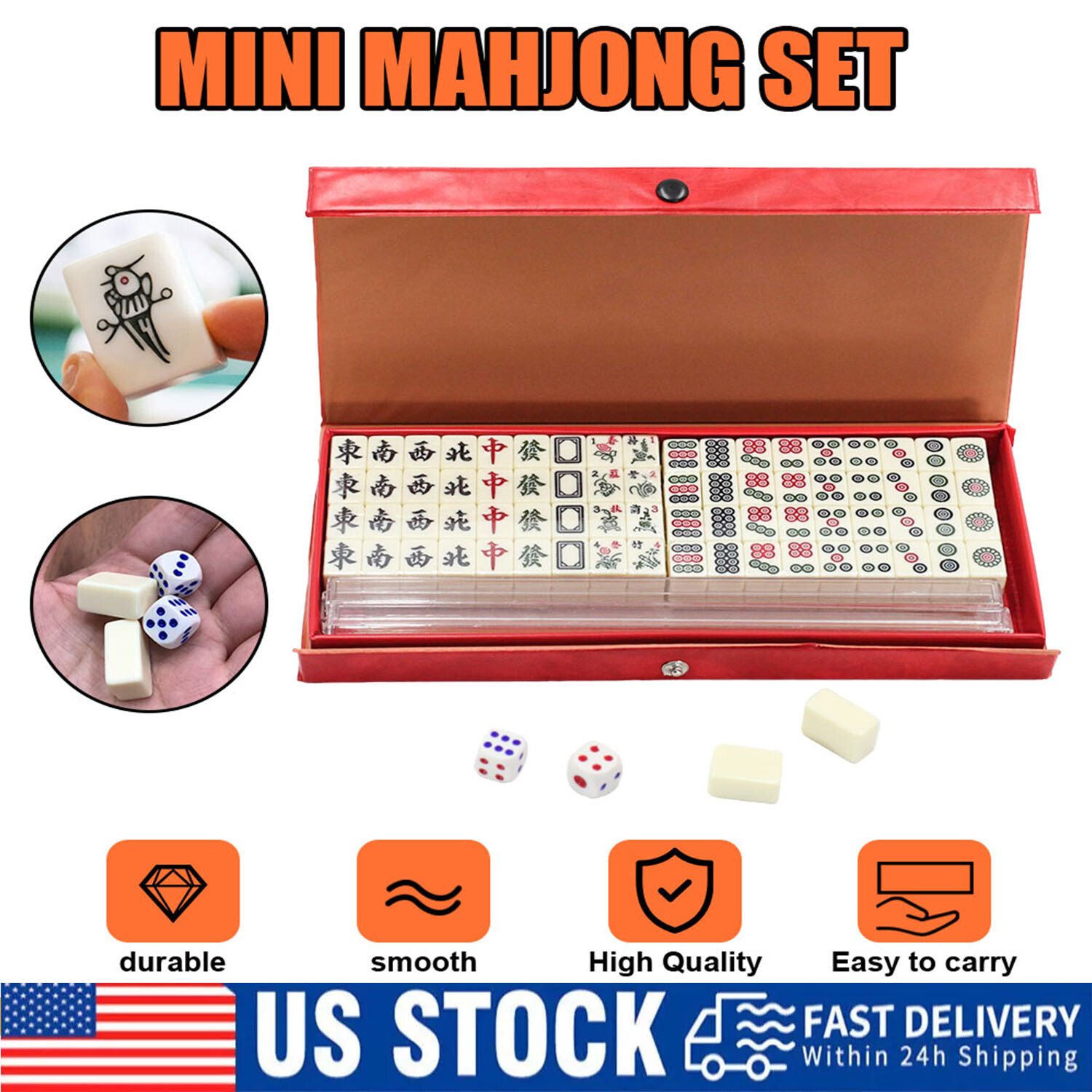 Professional Chinese Mahjong Set Large 144+2 Numbered Tiles Mah-jongg with Case