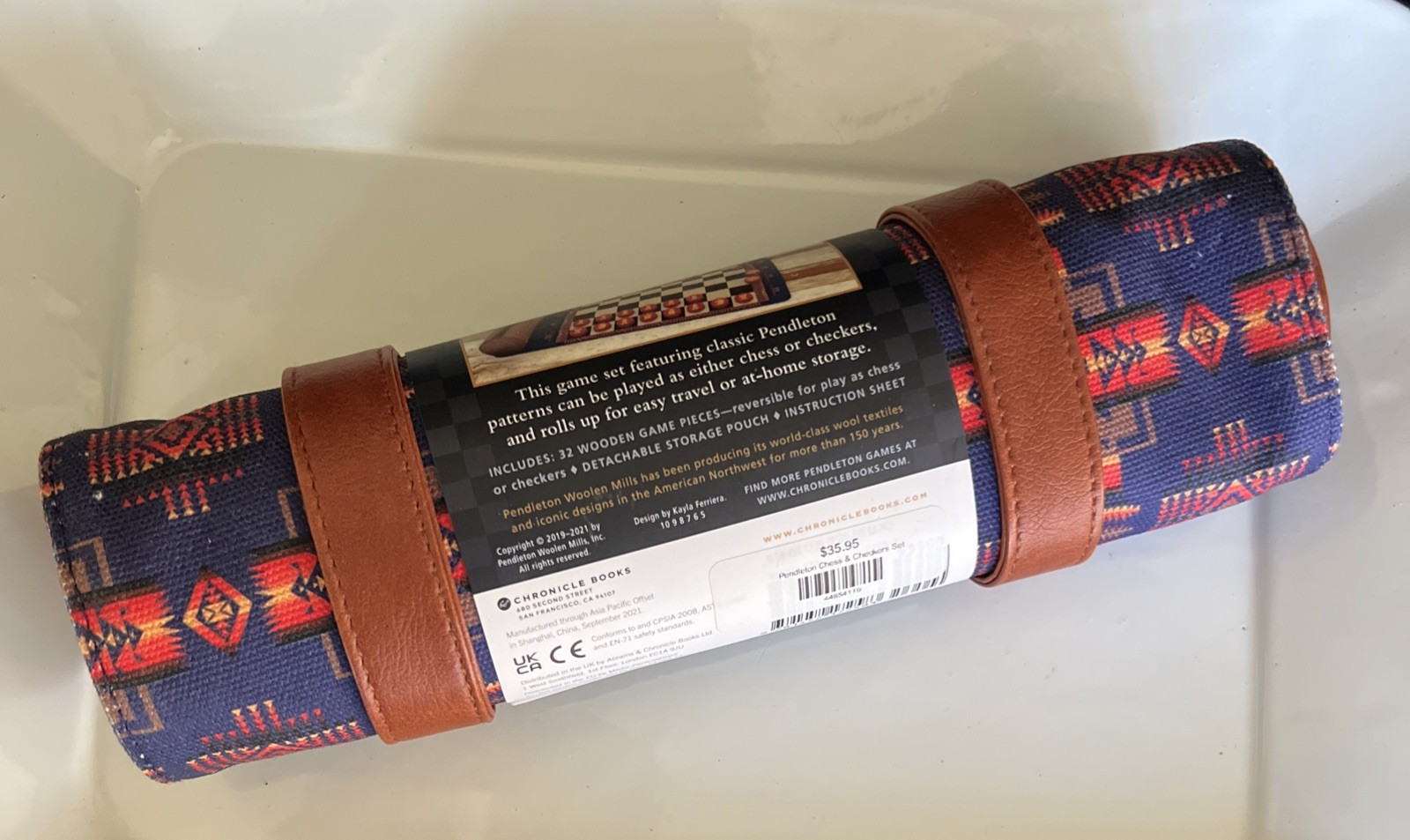 Pendleton Chess & Checkers Set Travel Roll Up Game ~ Camping Beach Cabin Western