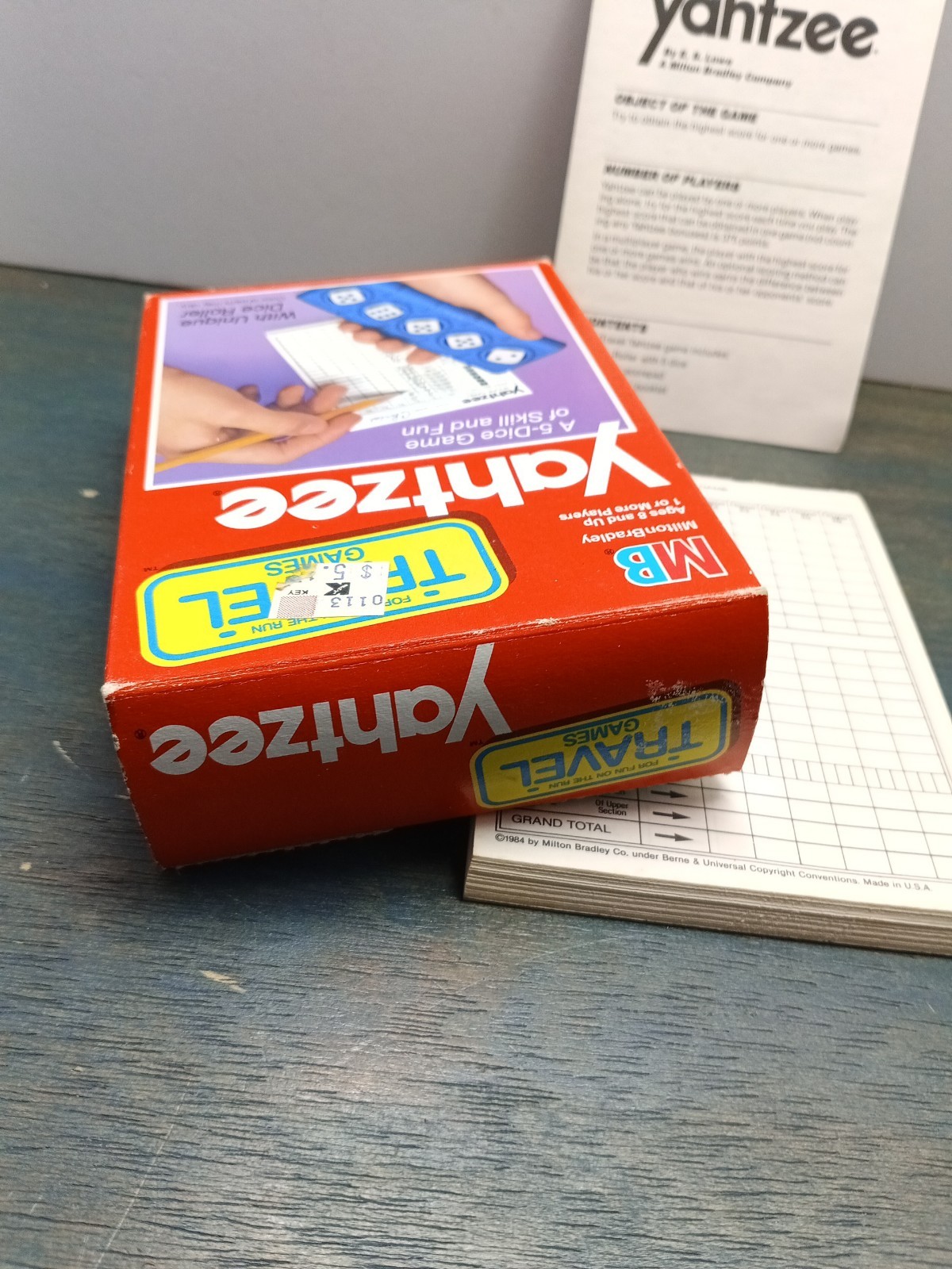 VTG 1989 Yahtzee Travel Game by MB Milton Bradley Age 8 & Up 1 or more players