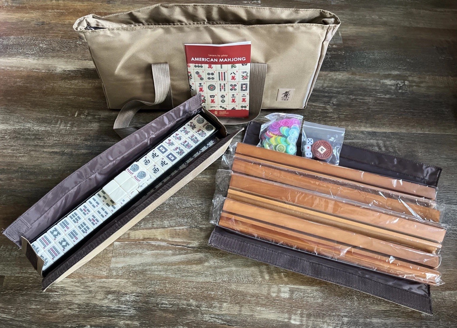 Yellow Mountain Imports American Mahjong Set Mojave W/Brown Soft Case