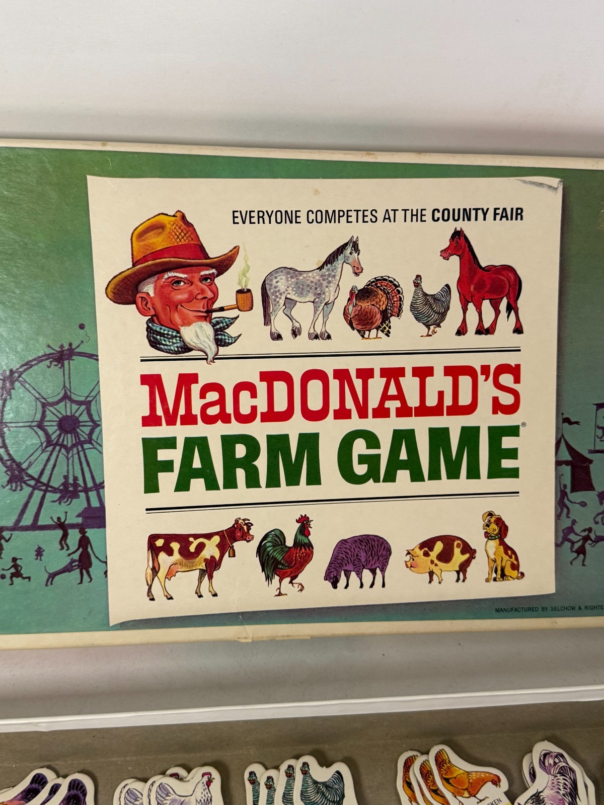 MacDonald’s Farm Board Game Animals Farm Spinner Vtg 1965 County Fair Selchow
