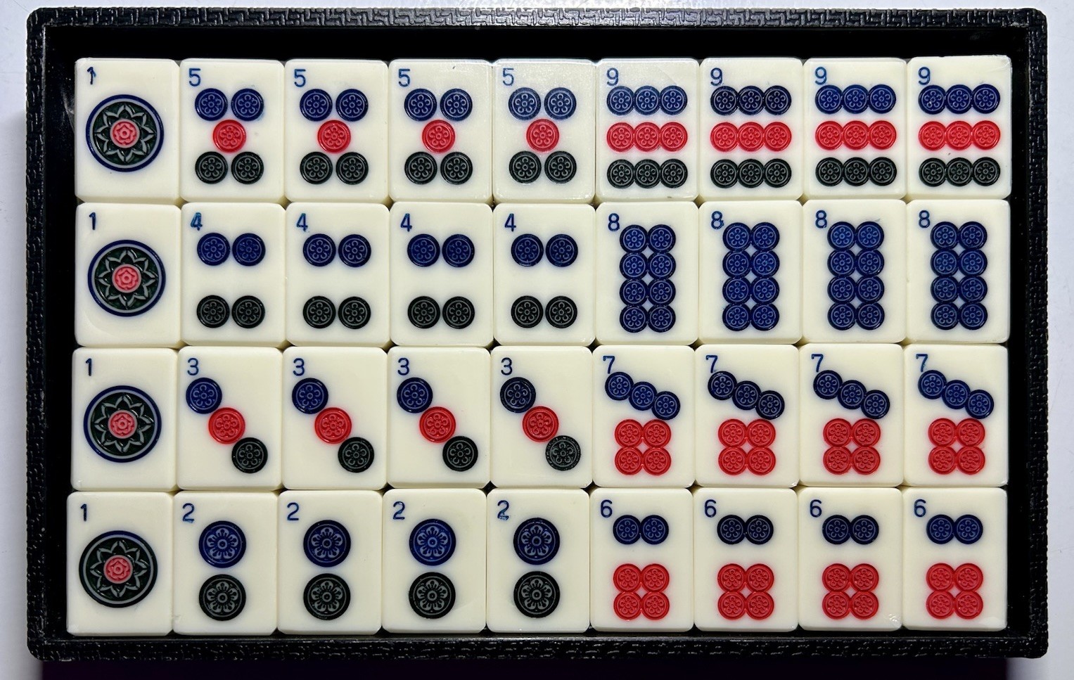 Vintage Japanese Phenolic & Bamboo Mah Jong Set & Case 144 Tiles & Wind Disc
