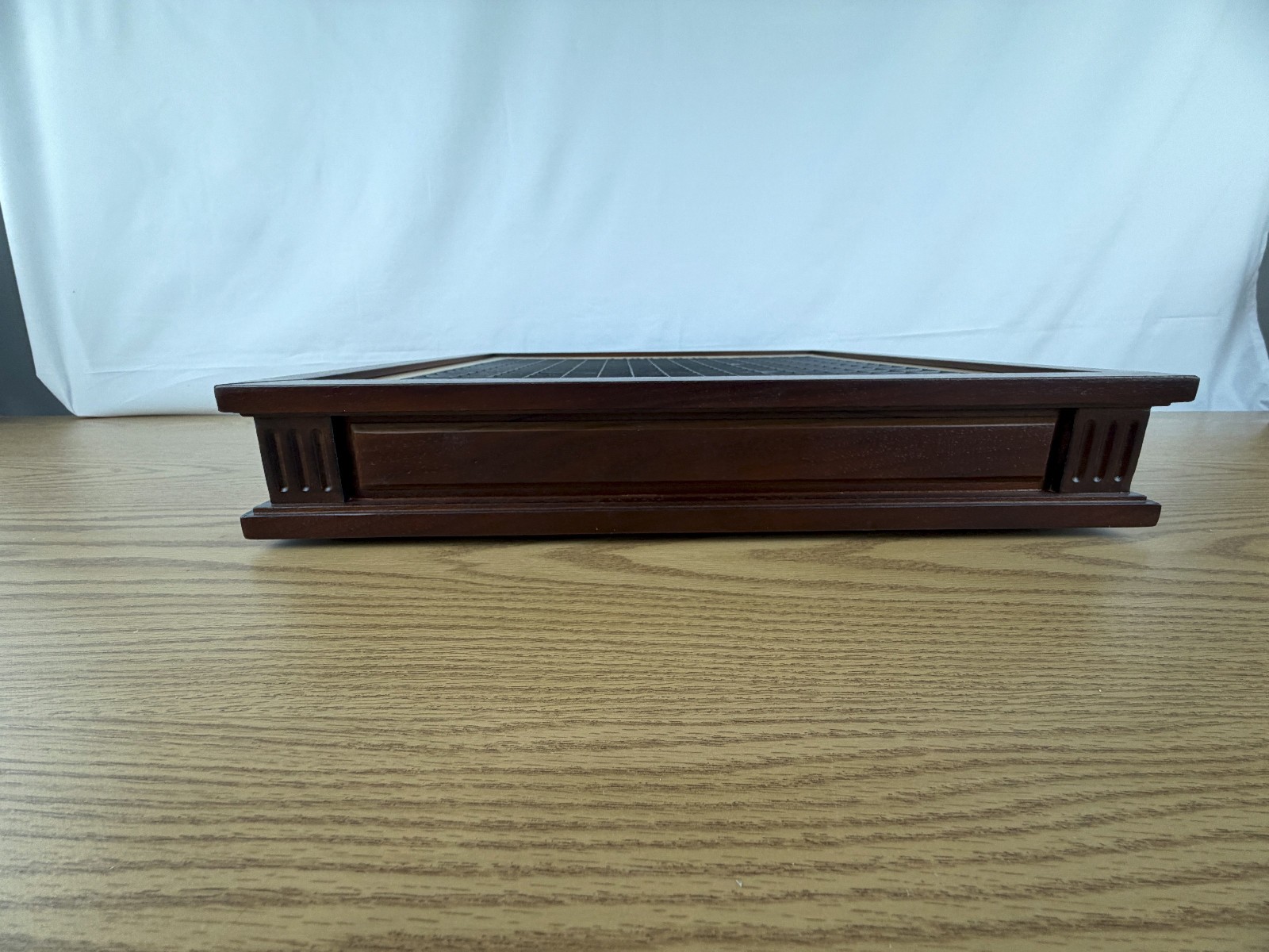 Scrabble Heirloom Edition with Rotating Solid Walnut Cabinet Turntable Open Box