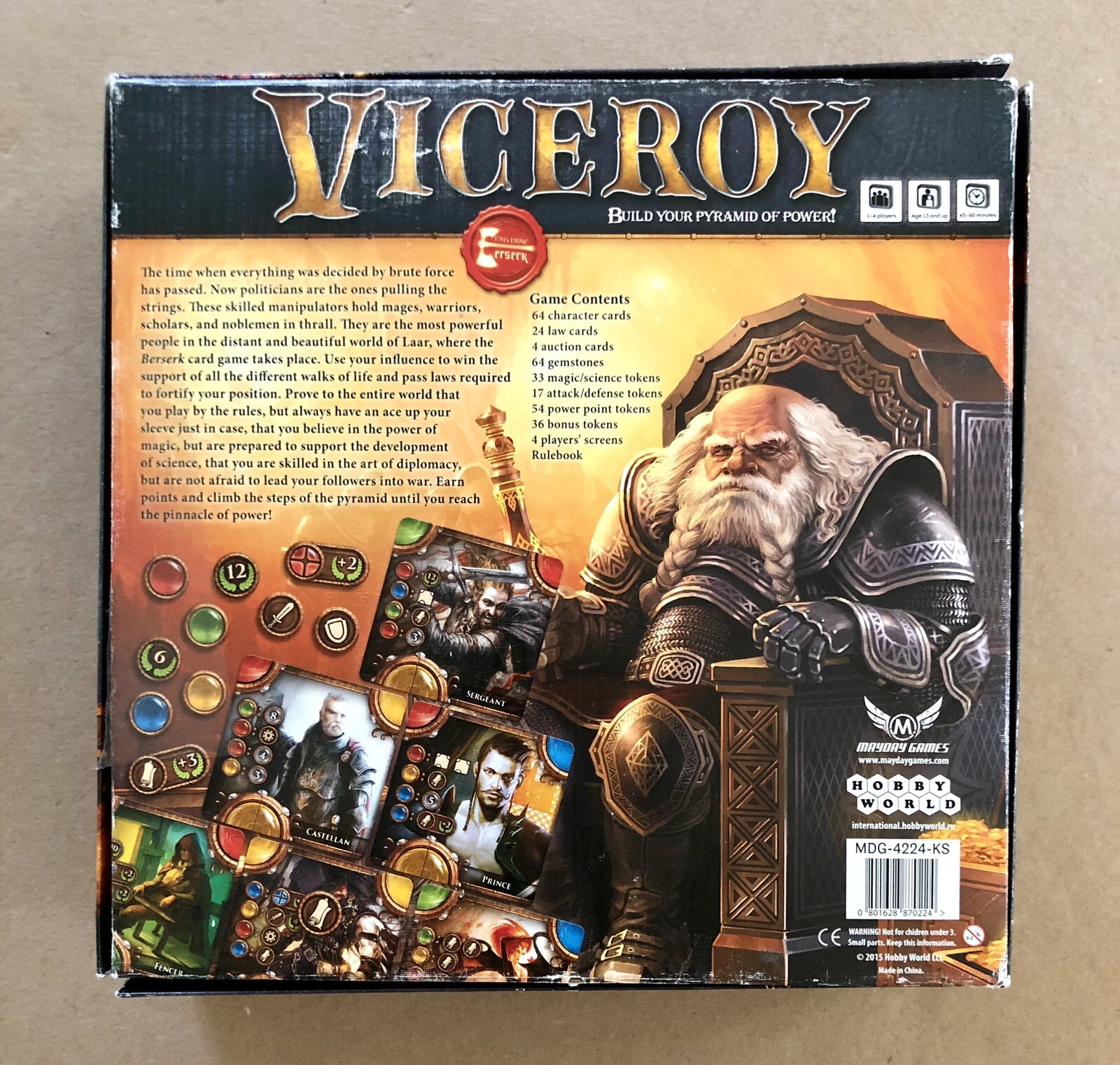 VICEROY, Limited Edition, Mayday Games, 1-4 Players, Ages 13+, Complete Set