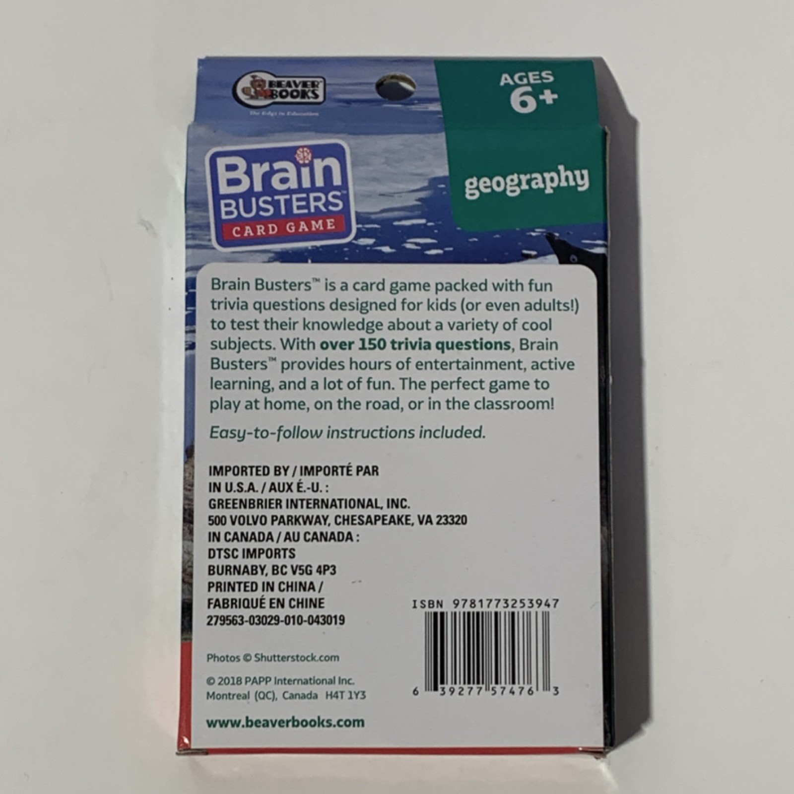 Brain Busters Geography Card Game Over 150 Trivia Questions Ages 6+