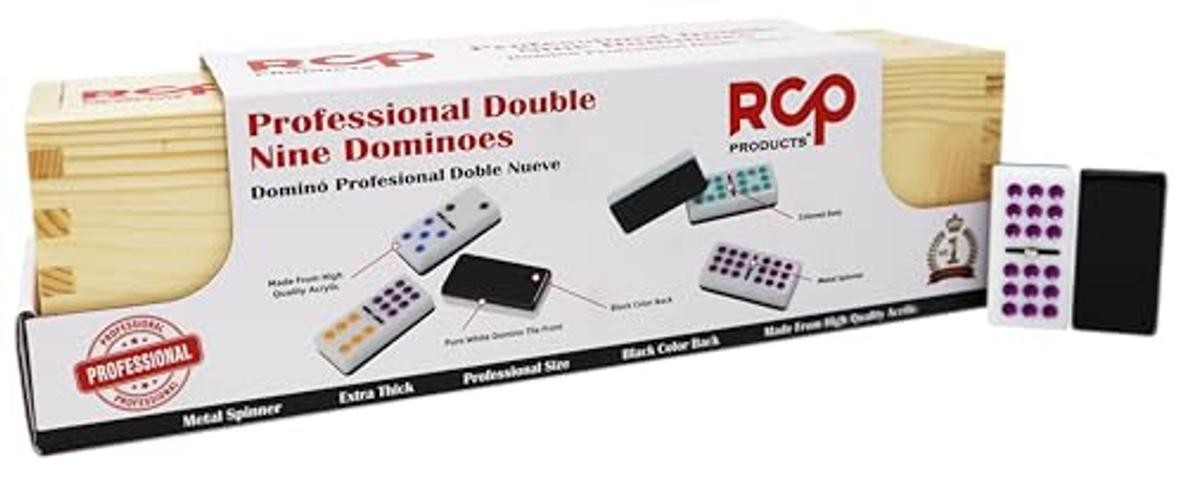 Dominos Set for Adults – Professional Double 9 Dominoes Set of 55 Tiles, Black
