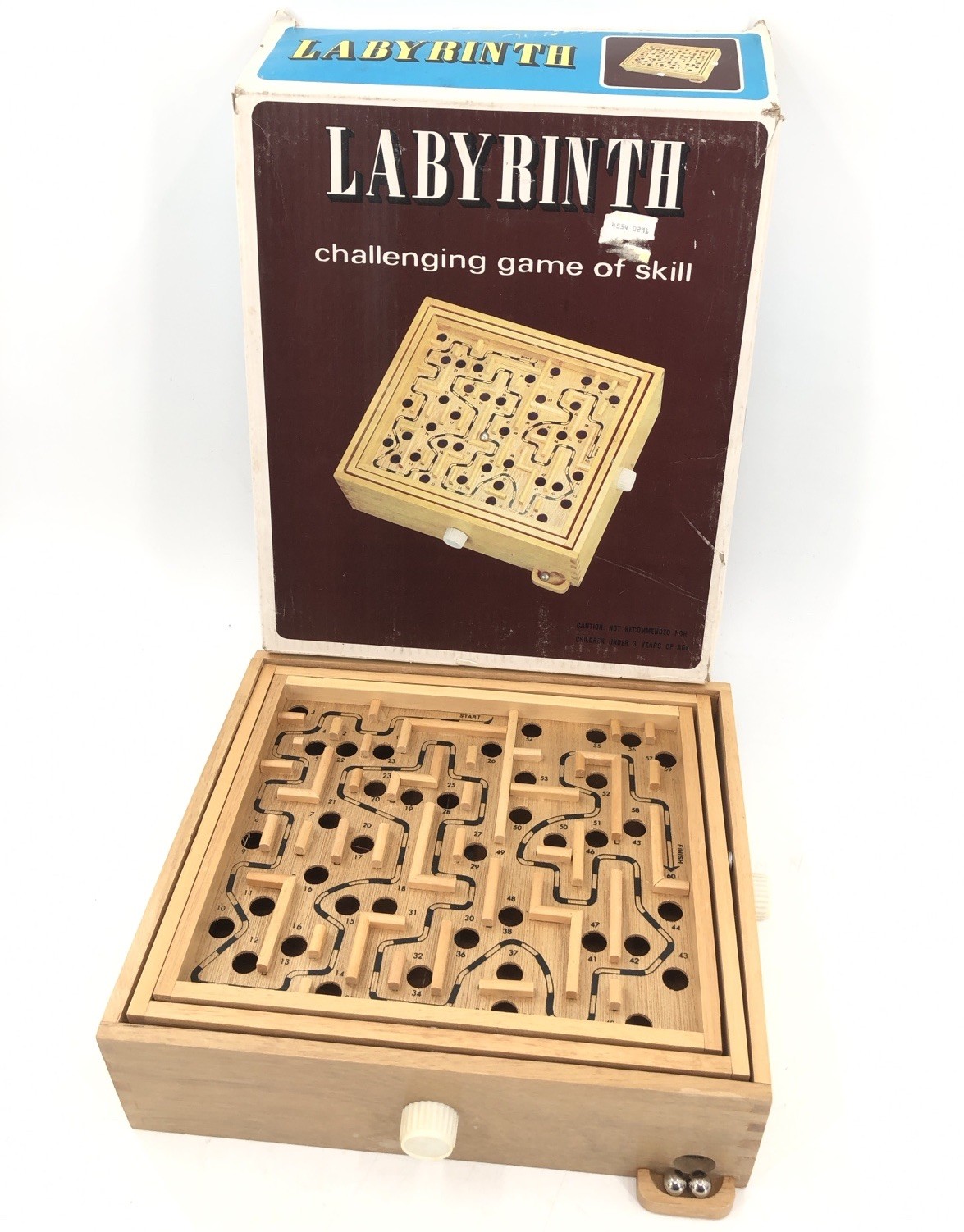 Vtg 80s Labyrinth Wooden Steel Ball Marble Tilting Maze Puzzle Game Roll-A-Maze