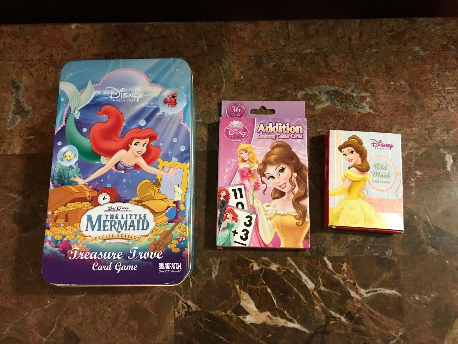 Disney Little Mermaid Treasure Trove Card Game Collectible Tin Lot 3 Old Maid