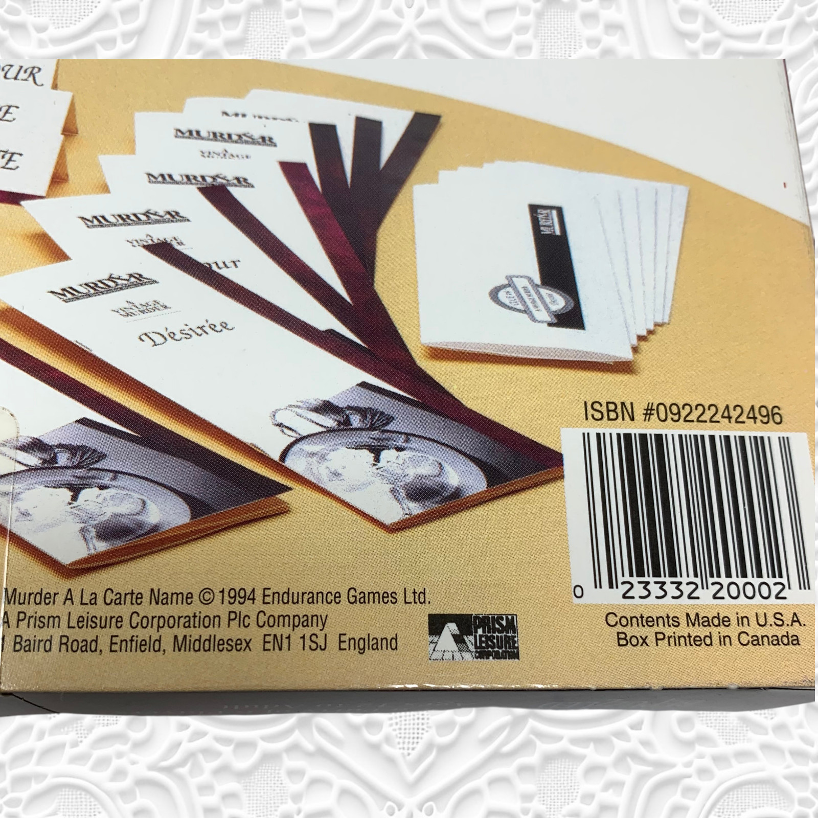 Vintage NEW 1994 Murder A La Carte Party Game Sealed BePuzzled Dinner Mystery