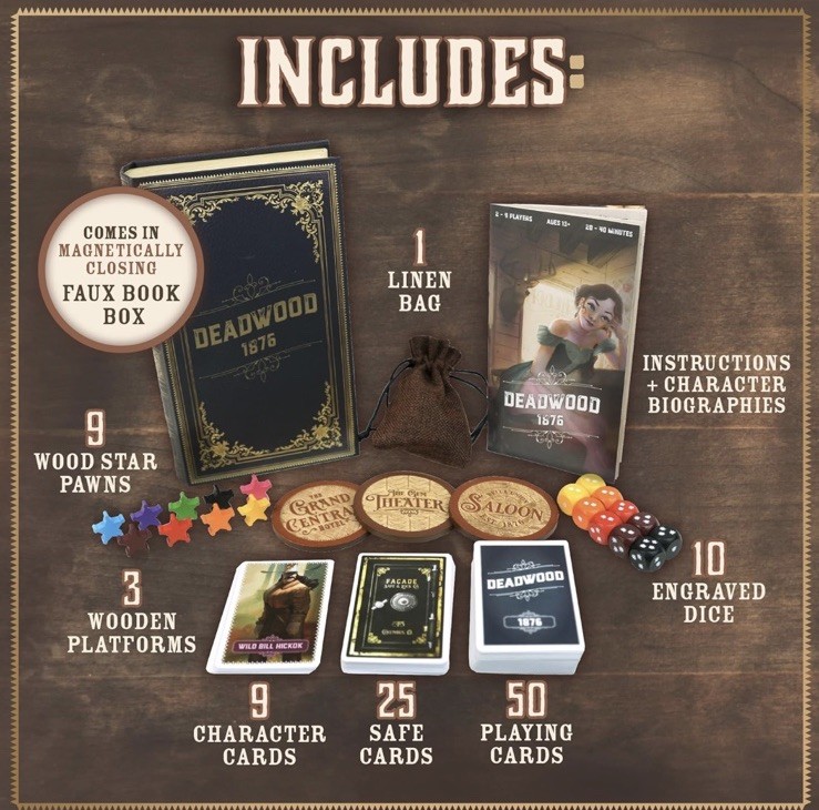 Deadwood 1876 Standard Edition Dark City Series Magnetic Closing Book Box Game