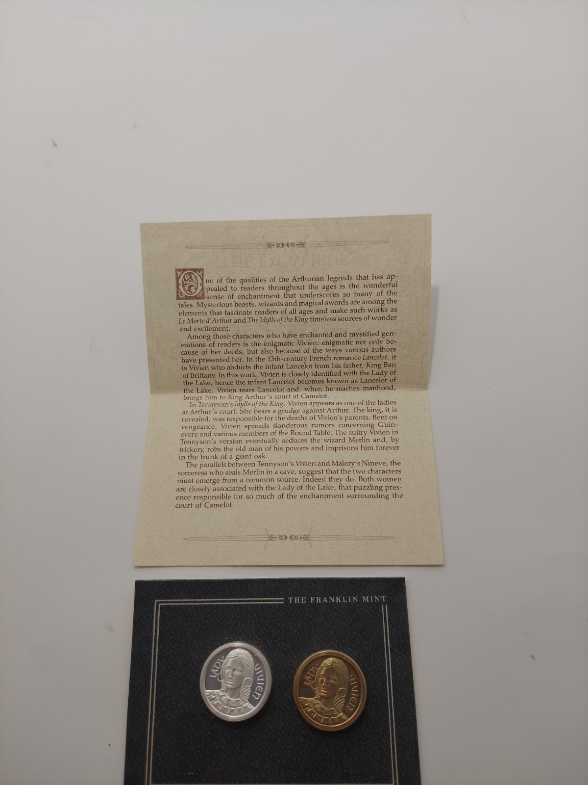 Lady Vivien VTG Franklin Mint Excalibur Backgammon Pieces 1986 Limited Edition