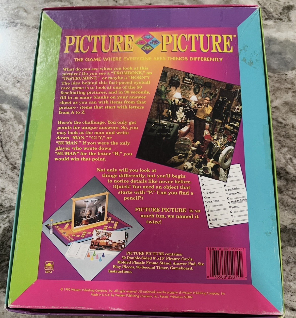 Picture Picture Board Game 1992 Complete Golden 5074 Vintage 2-6 Players