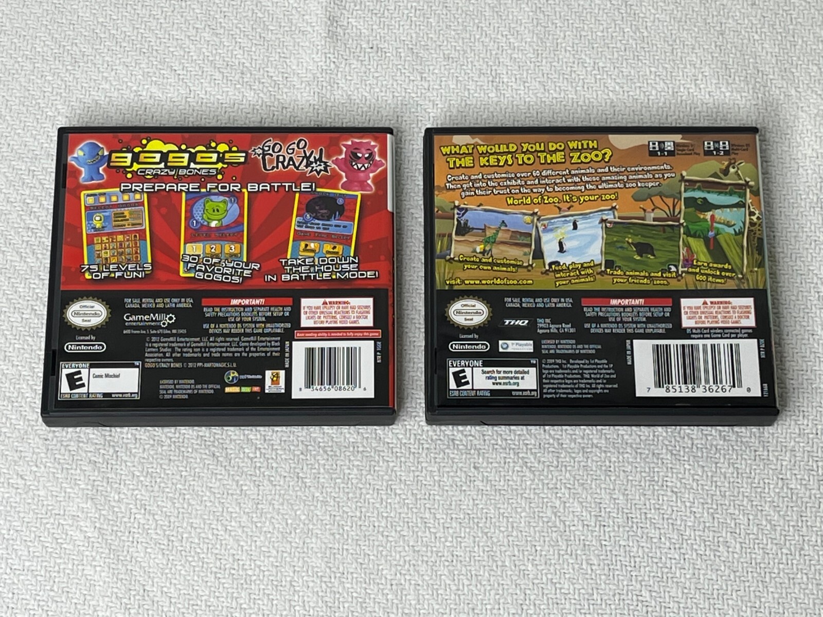 Lot of 2 Nintendo DS: GoGo’s Crazy Bones and World of Zoo