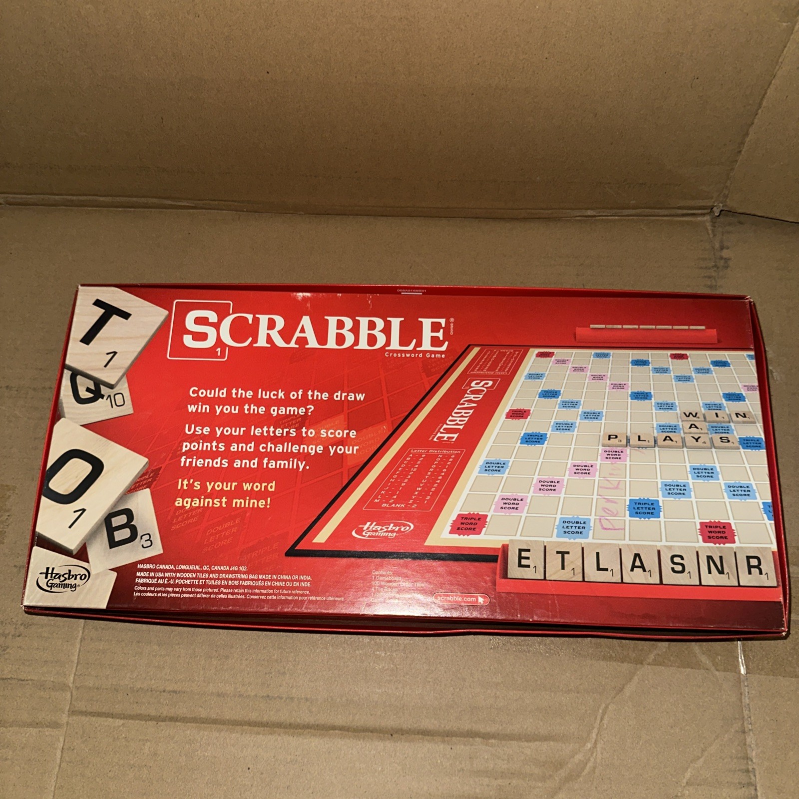 Hasbro Gaming Scrabble Crossword board game A8166 intact AND complete 100 TILES