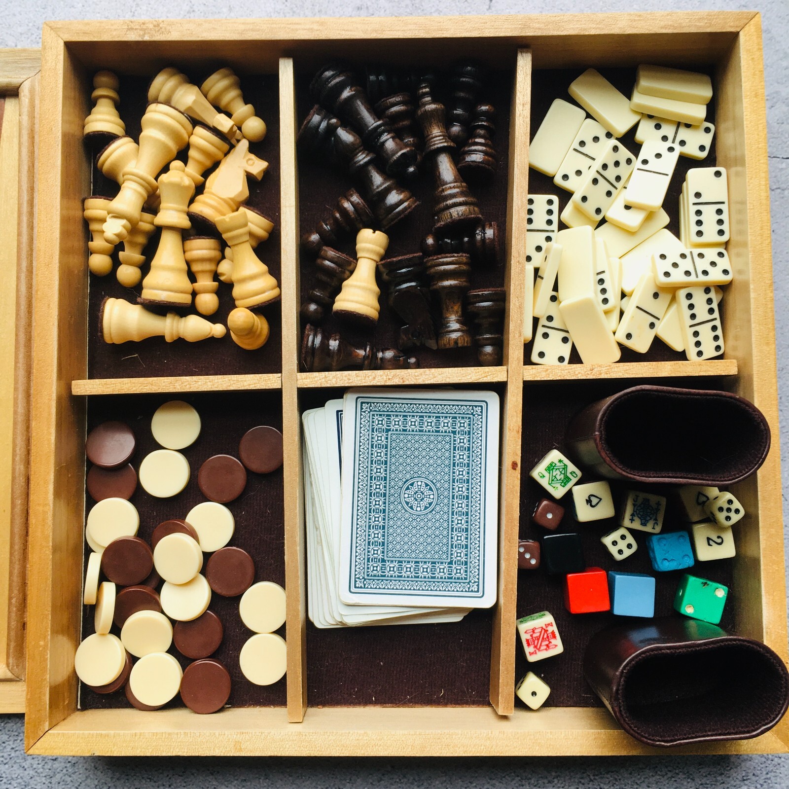 Deluxe Wood Game Center Reversible Wood Board w/ 6 Games Board Game