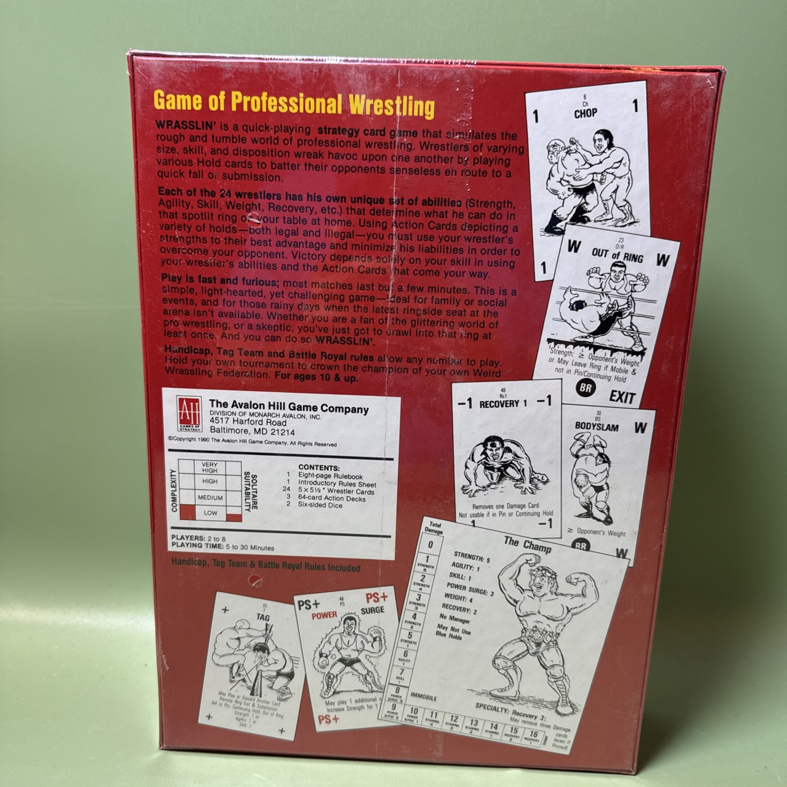 Avalon Hill Wrasslin Professional Wrestling Board Game New Sealed Box Strategy