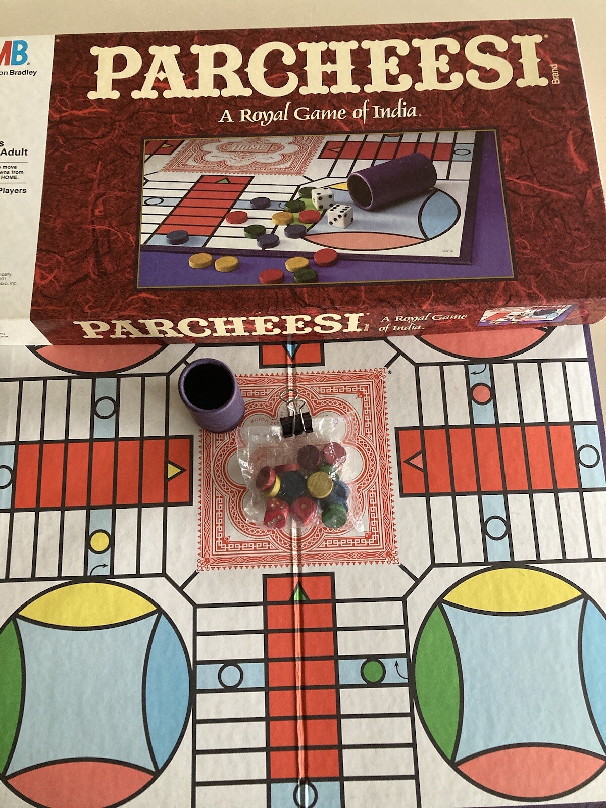 Vintage Parcheesi Board Game with Wood Pawns, 4037, 1989