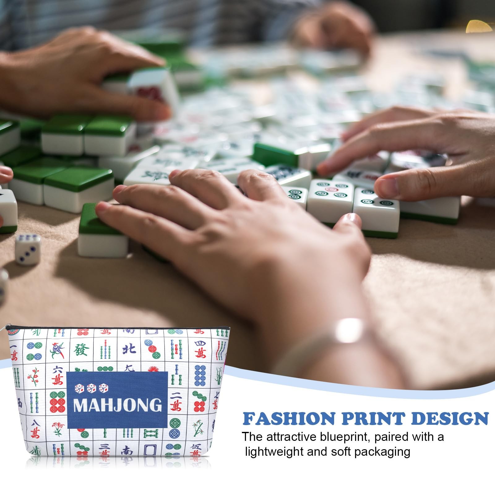 Soft Mahjong Tiles Bag Thickened Mahjong Makeup Bag Gifts for Mah-Jong Lovers…