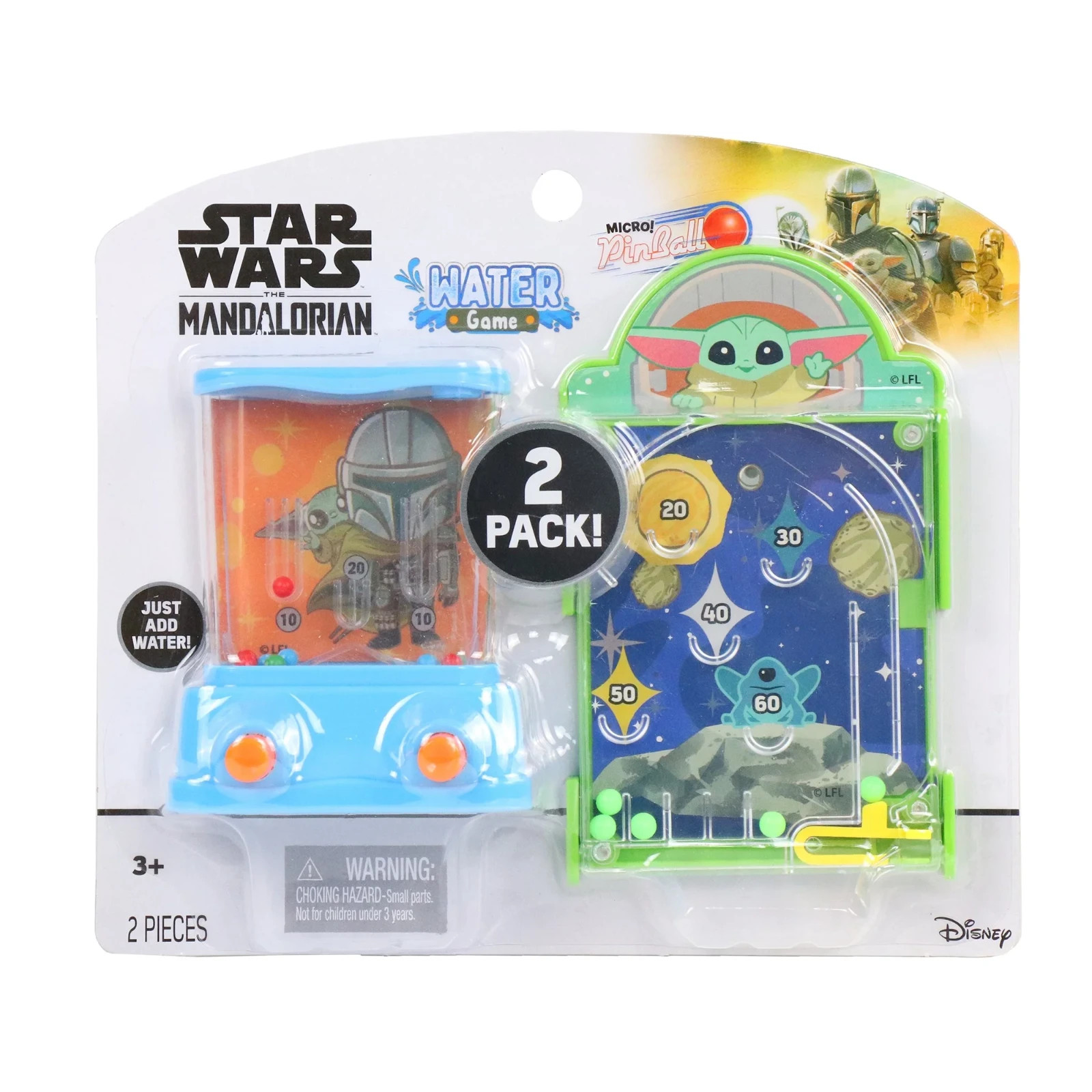 Star Wars Mandalorian Micro Pinball & Water Game 2 Pack Retro Fidget Toy Grogu