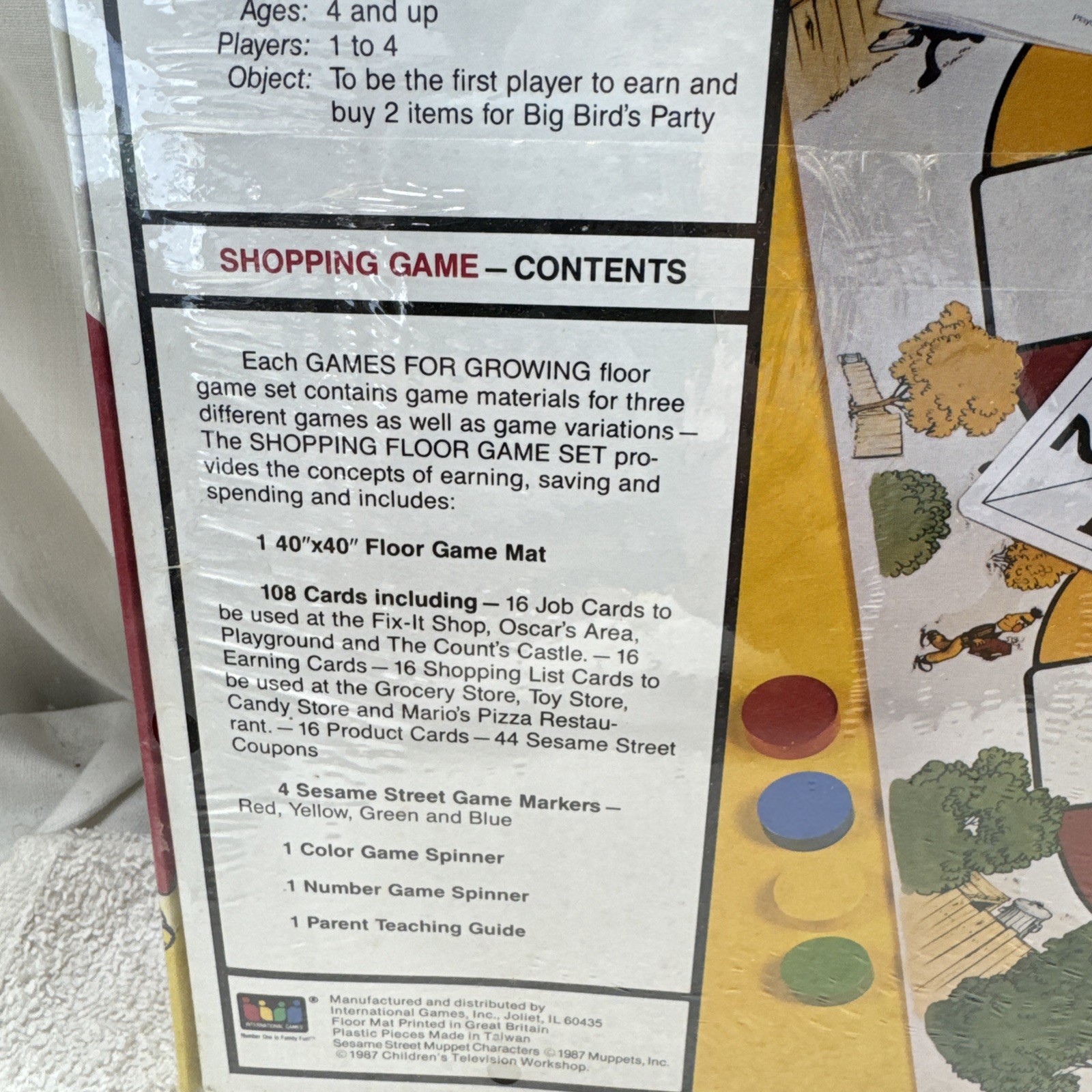 Vtge NEW 1987 Sesame Street Preschool Games for Growing Shopping Floor Games