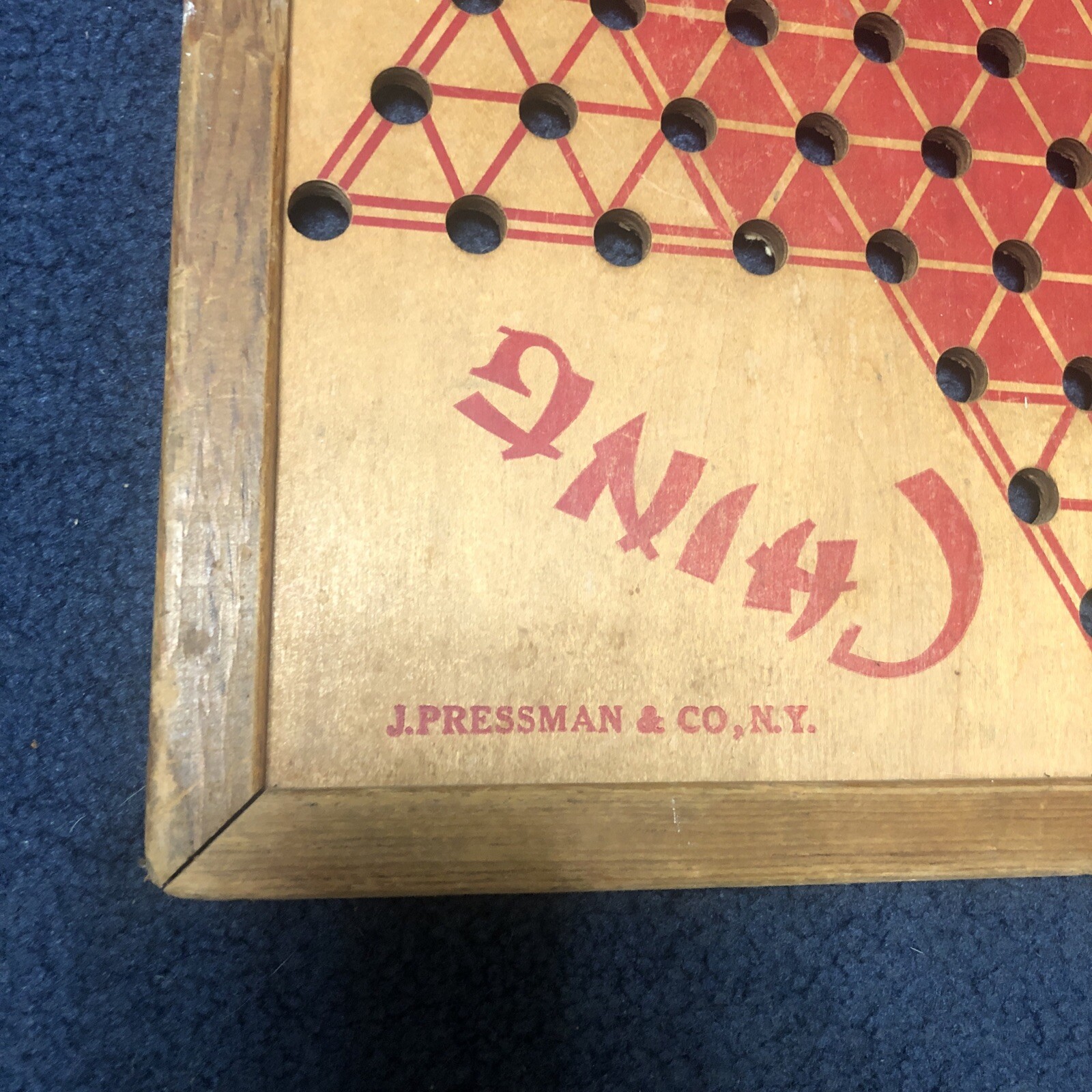 Hop Ching Chinese Checkers Board 16×18 Made in USA 1928 All Wood No. 2739