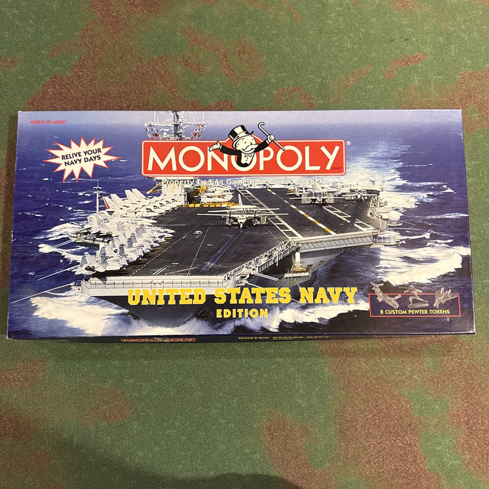 MONOPOLY United States Navy Edition Board Game Parker Bros NEW 1998 Pewter Token