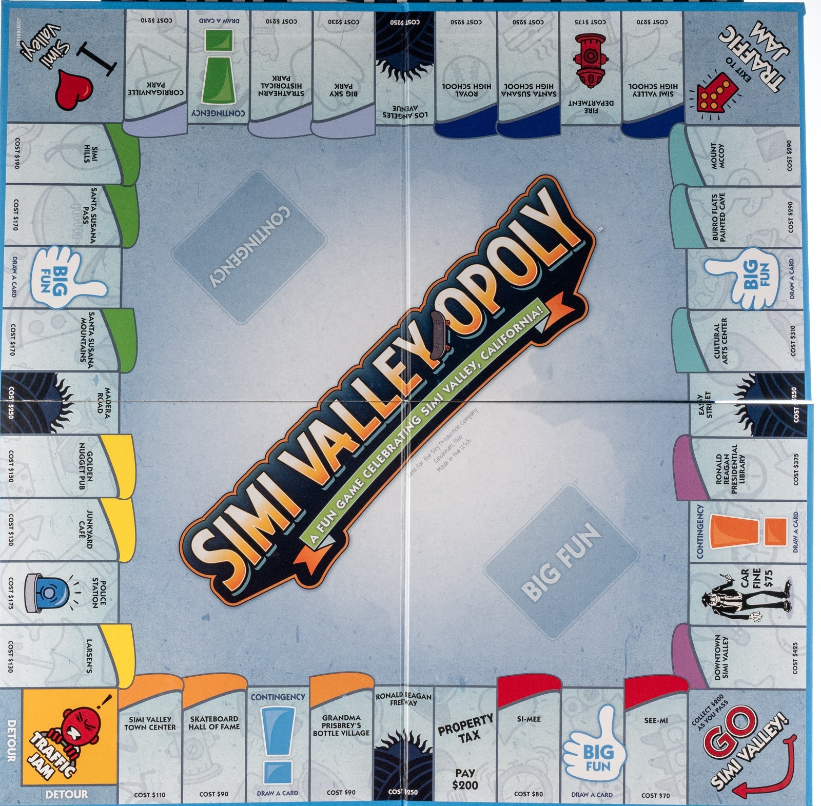 Simi Valley-Opoly Late for the Sky Simi Valley Monopoly Barley Used