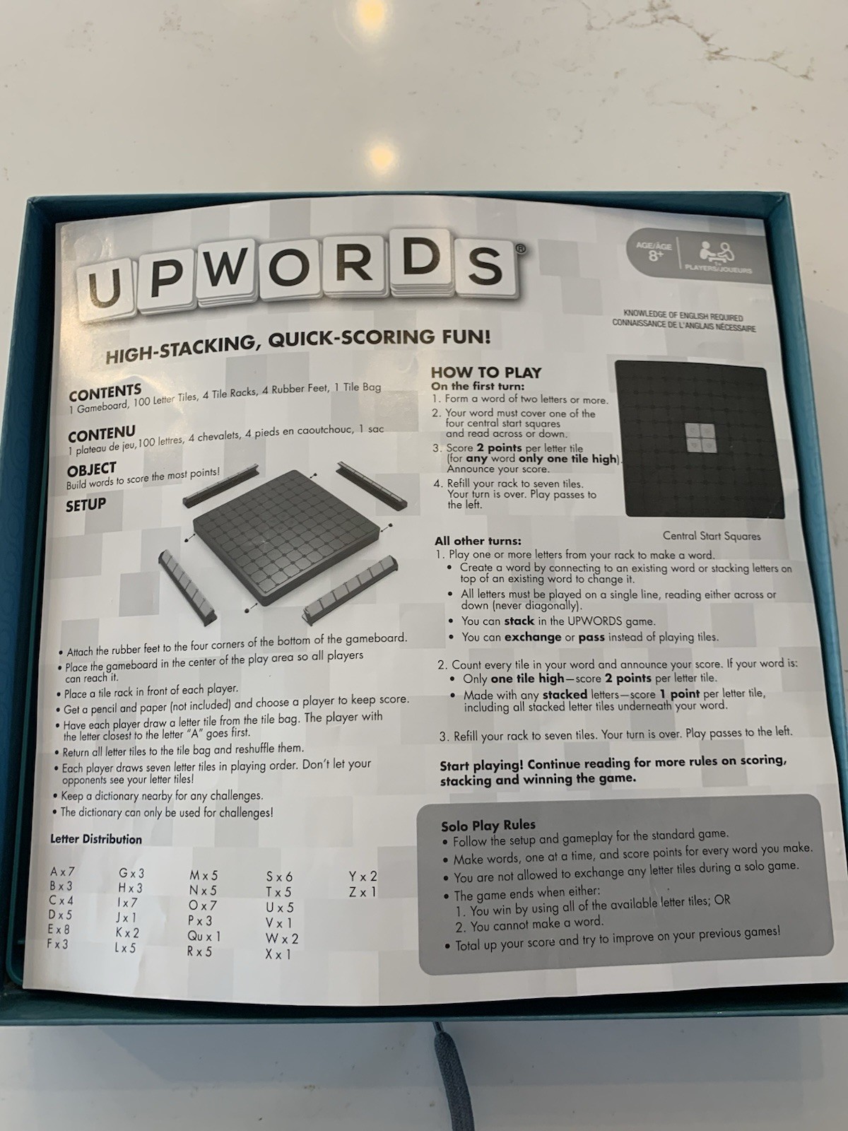 UpWords Board Game – The Game Of Quick Stacking And Word Hacking Unused Open Box