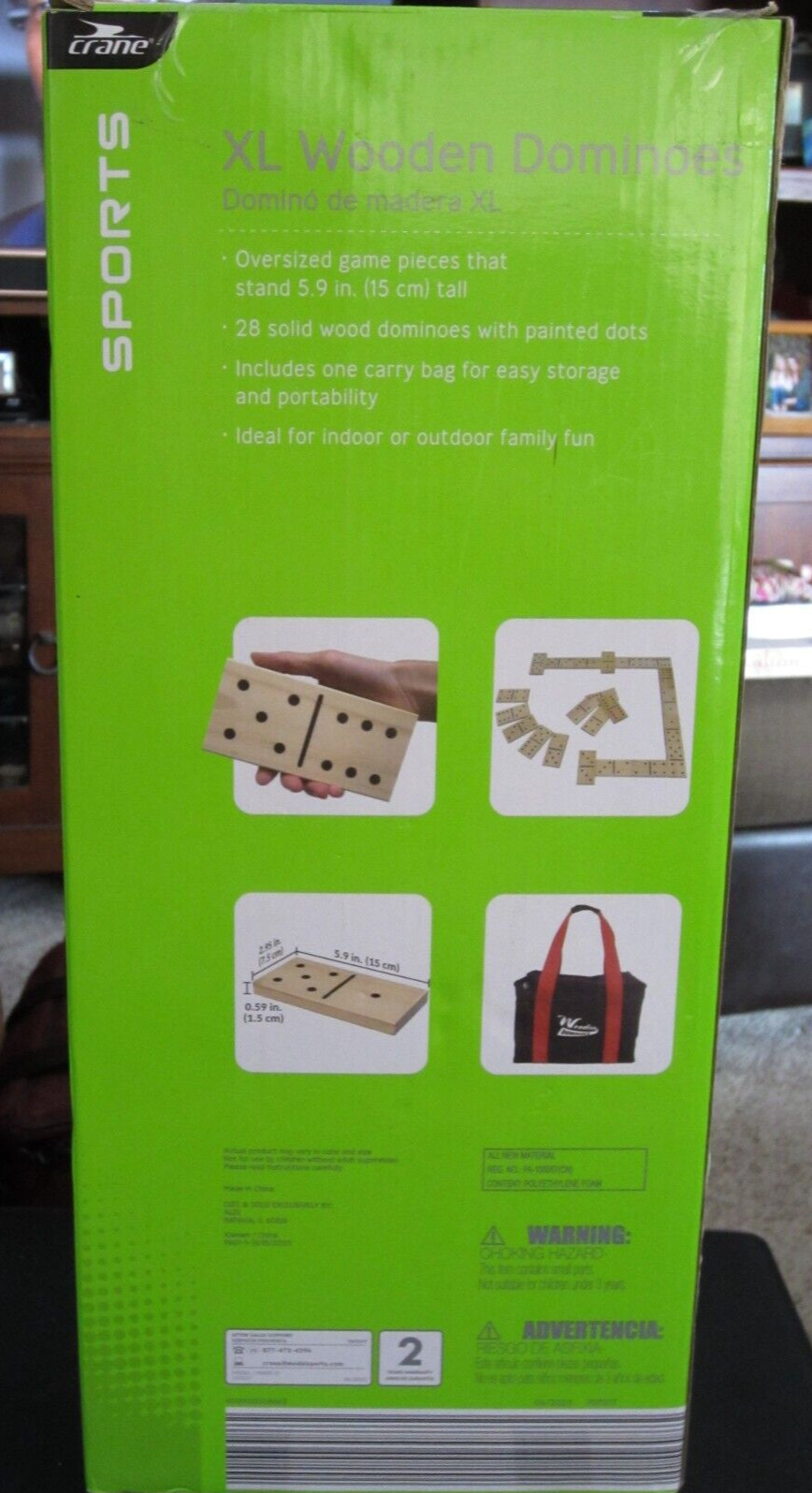 Crane XL Wooden Dominoes with Bonus Carry Bag – Brand New!!